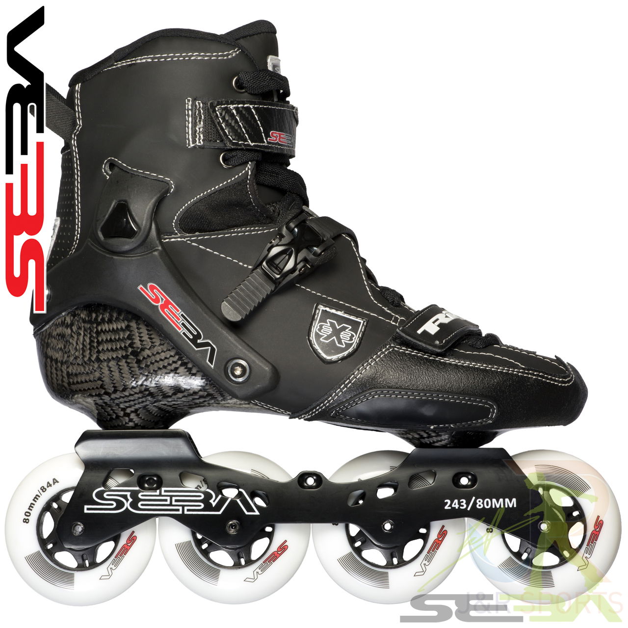 Seba TRIX 80 skates Black Side View - SSK14-TRX80