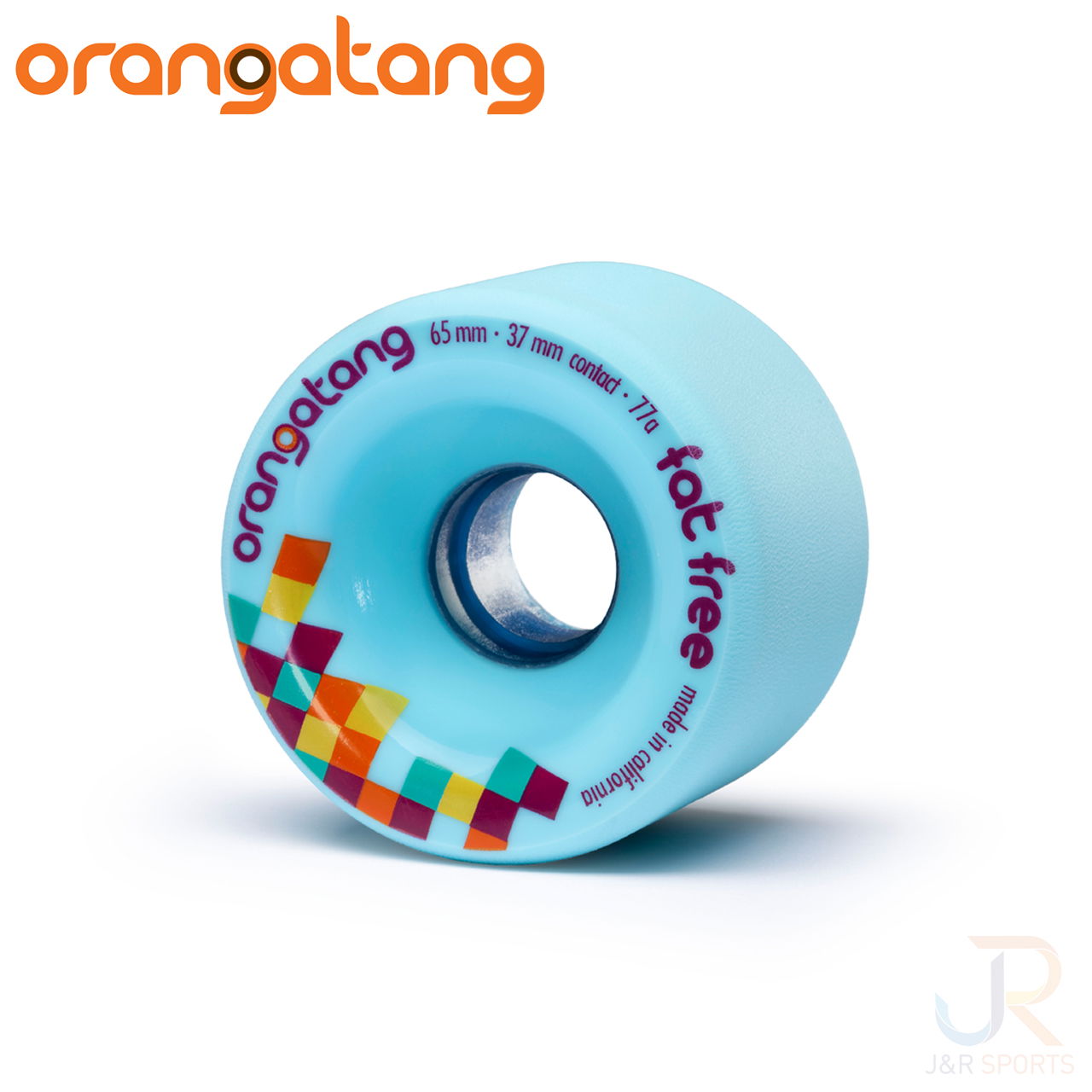 Orangatang Fat Free Blue 65mm 77a - Angled - ORFF6577