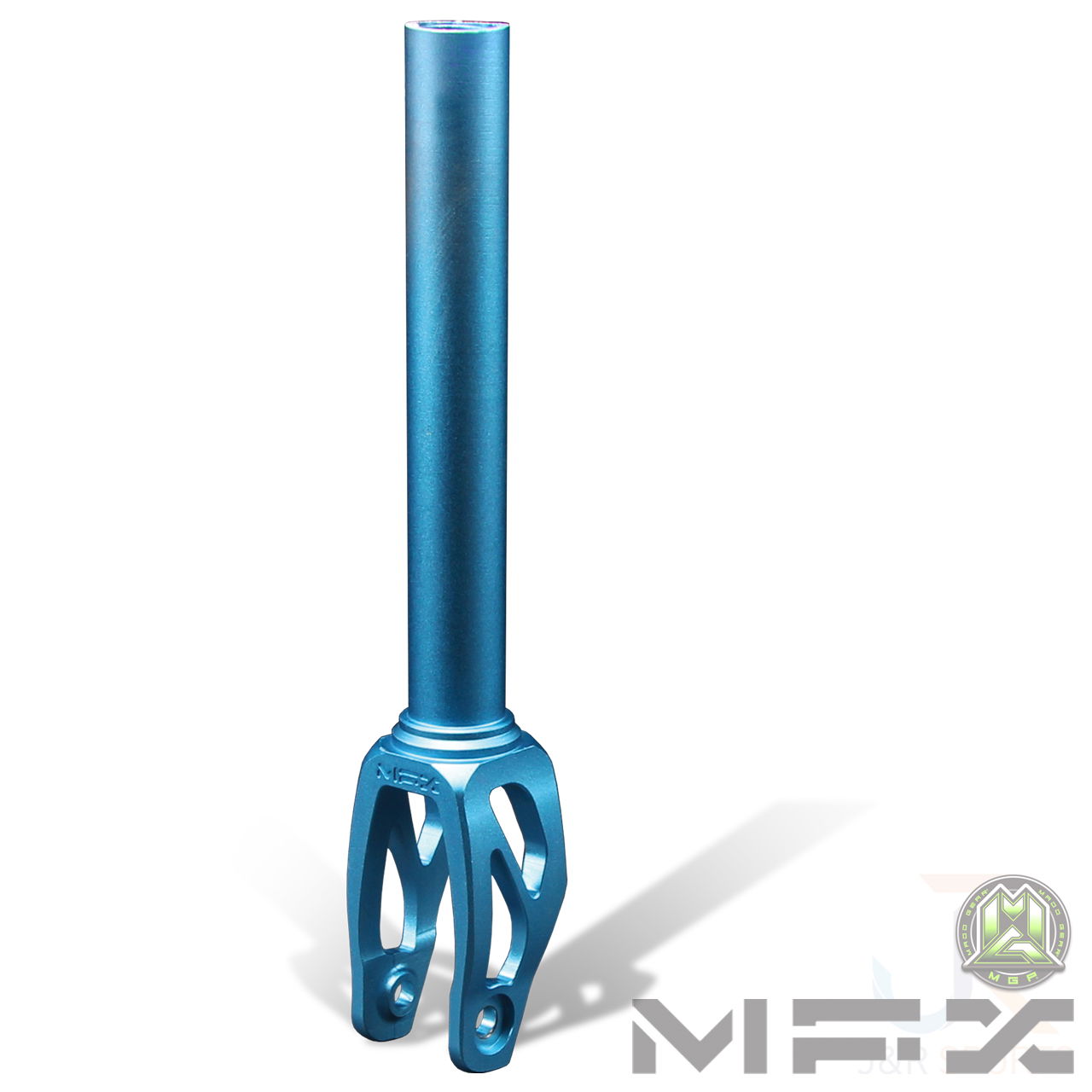 MFX Affray Scooter Fork - Electric Blue - Profile inc Shadow - 205-201