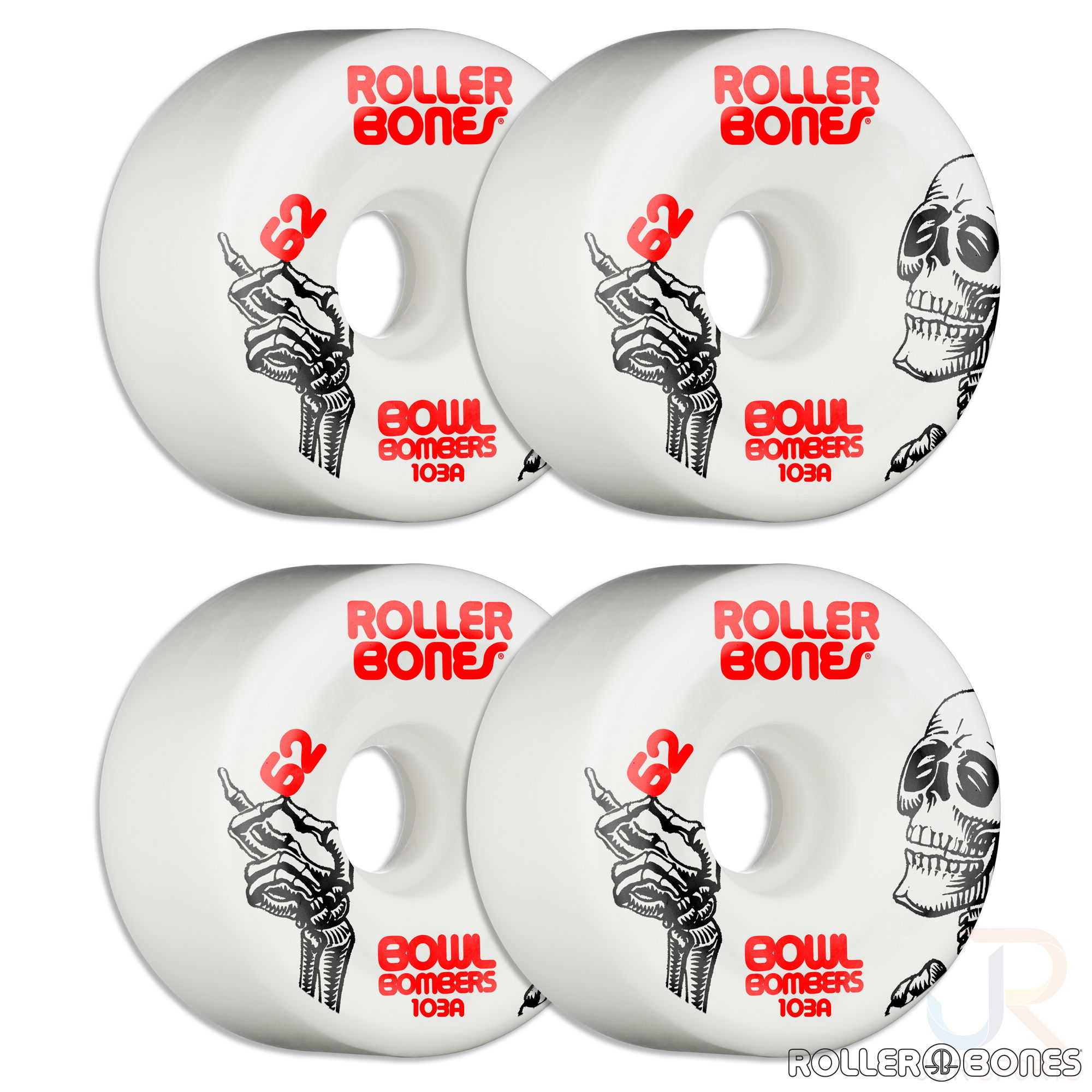 ROLLERBONES - BOWL BOMBERS WHITE (8) - 62mm/103a