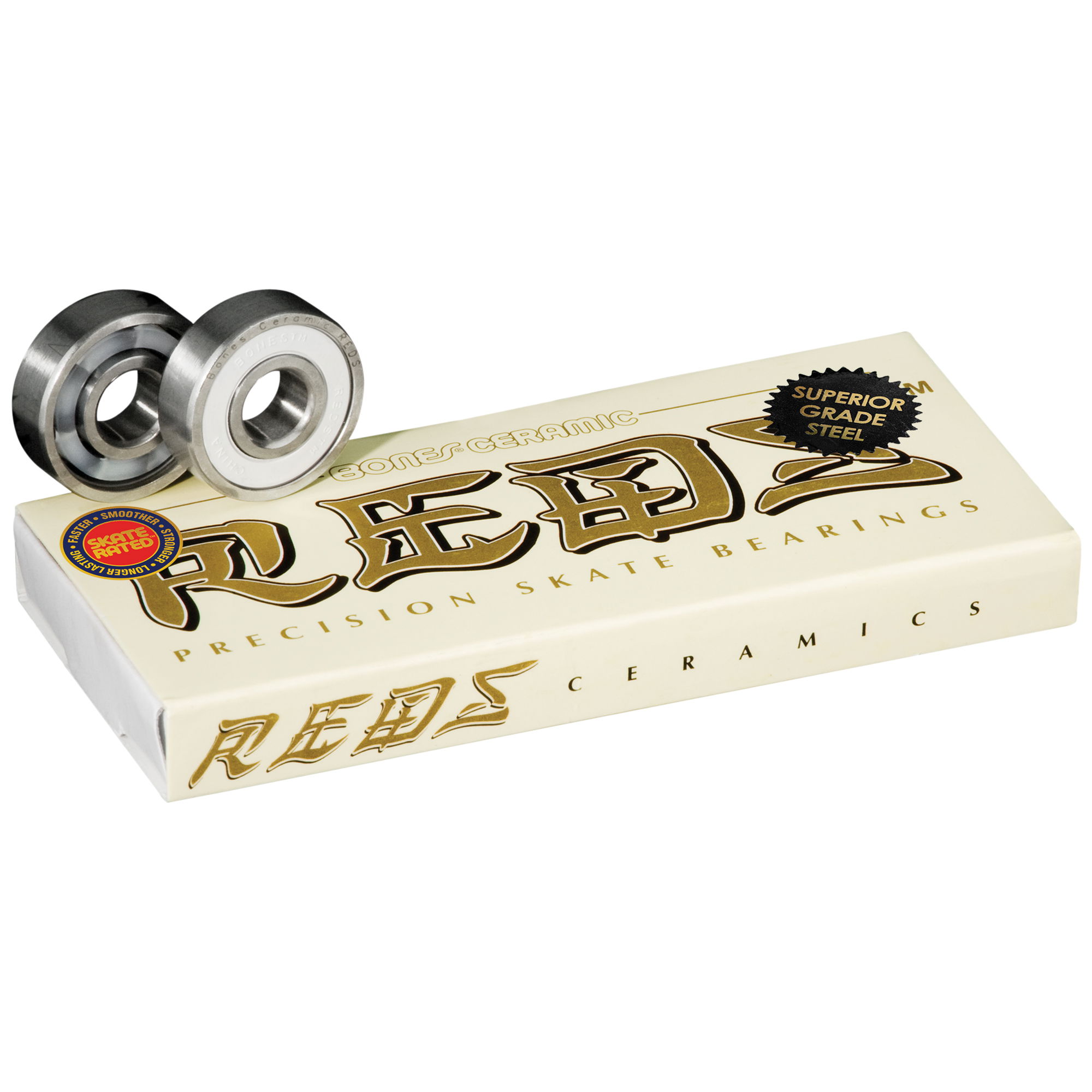 BONES SUPER REDS CERAMIC BEARINGS - POP 10 - 8mm 8 PACK