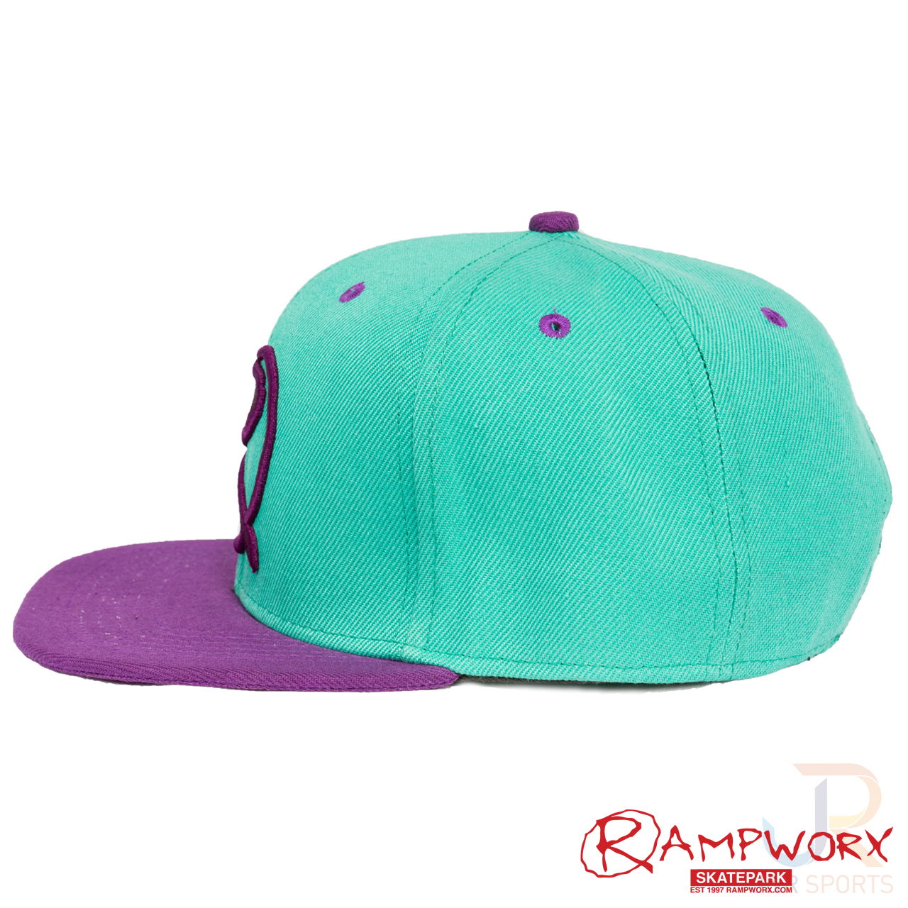 Rampworx SnapBacks LE97_3 - Teal Teal Pur - Left Side - RXSBRW21