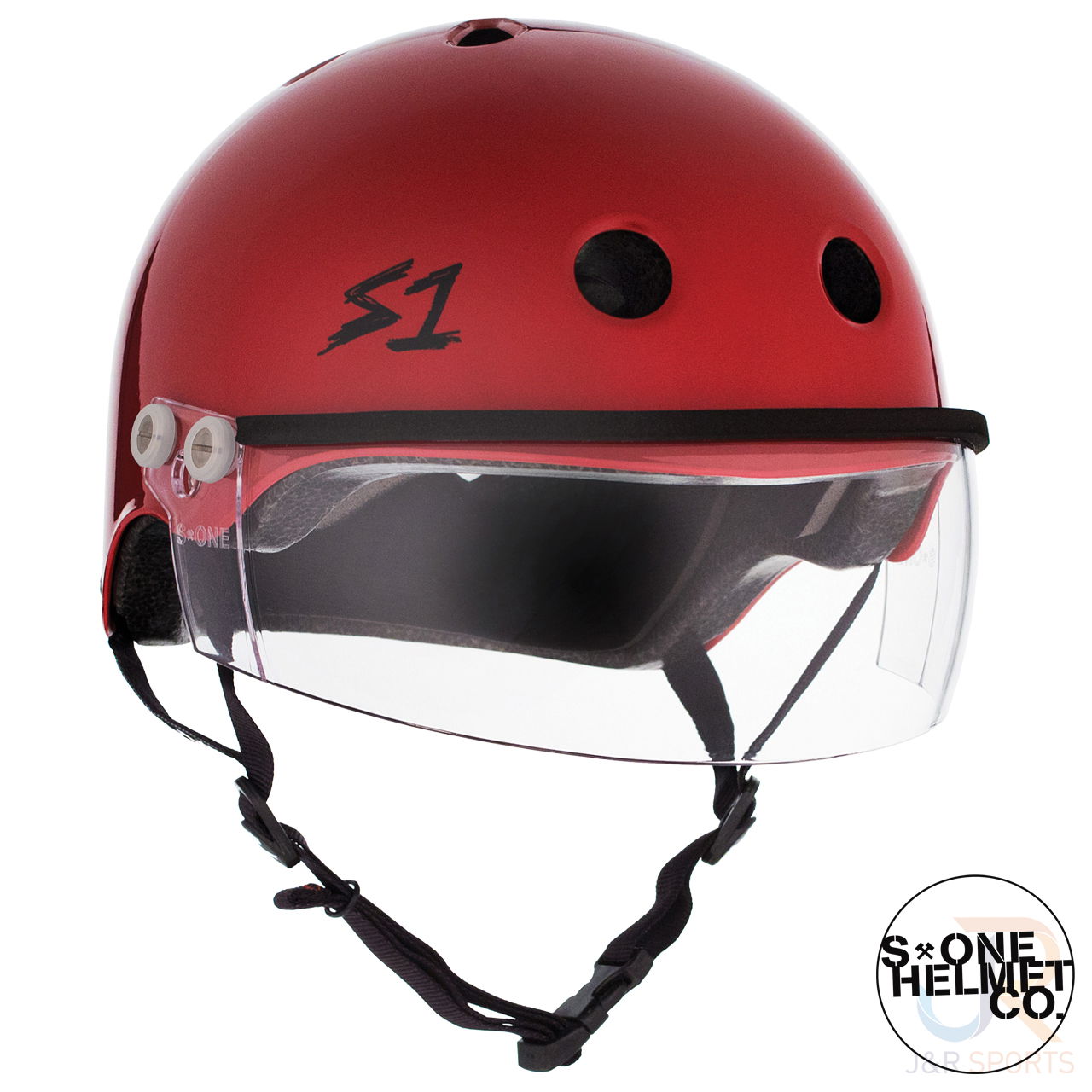 S1 LIFER Helmet inc Visor - Blood Red - Angled - SHLIVSR