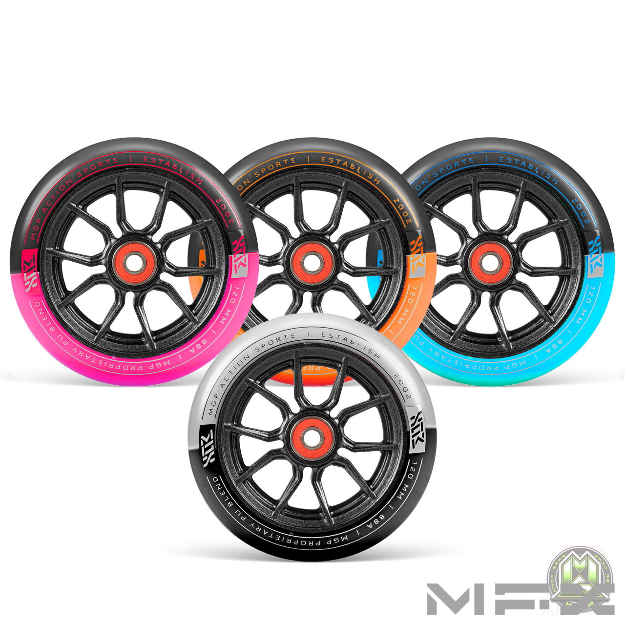 MFX SYNDICATE AR120 DUAL URETHANE WHEELS - BLACK/SKY BLUE