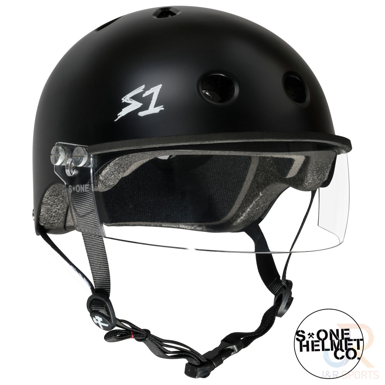 S1 LIFER Helmet inc Visor - Matt Black - Angled - SHLIVMBK