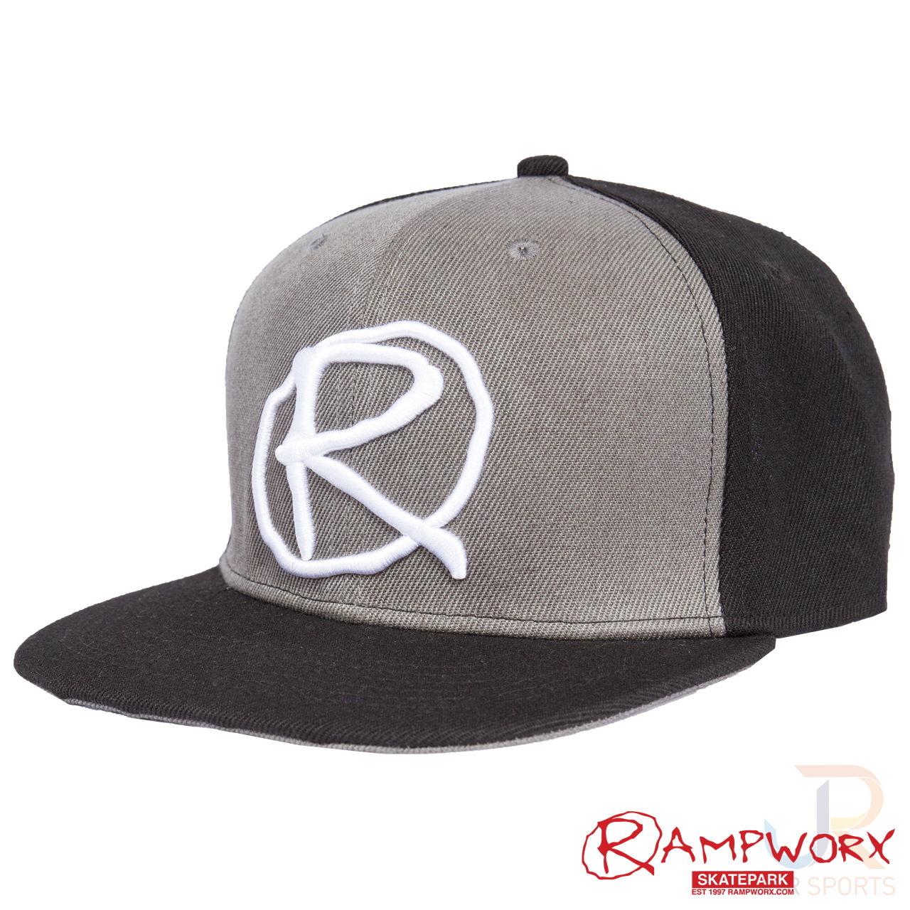 Rampworx SnapBacks LE97_9 - Bk Grey BK - Angled - RXSBRW40