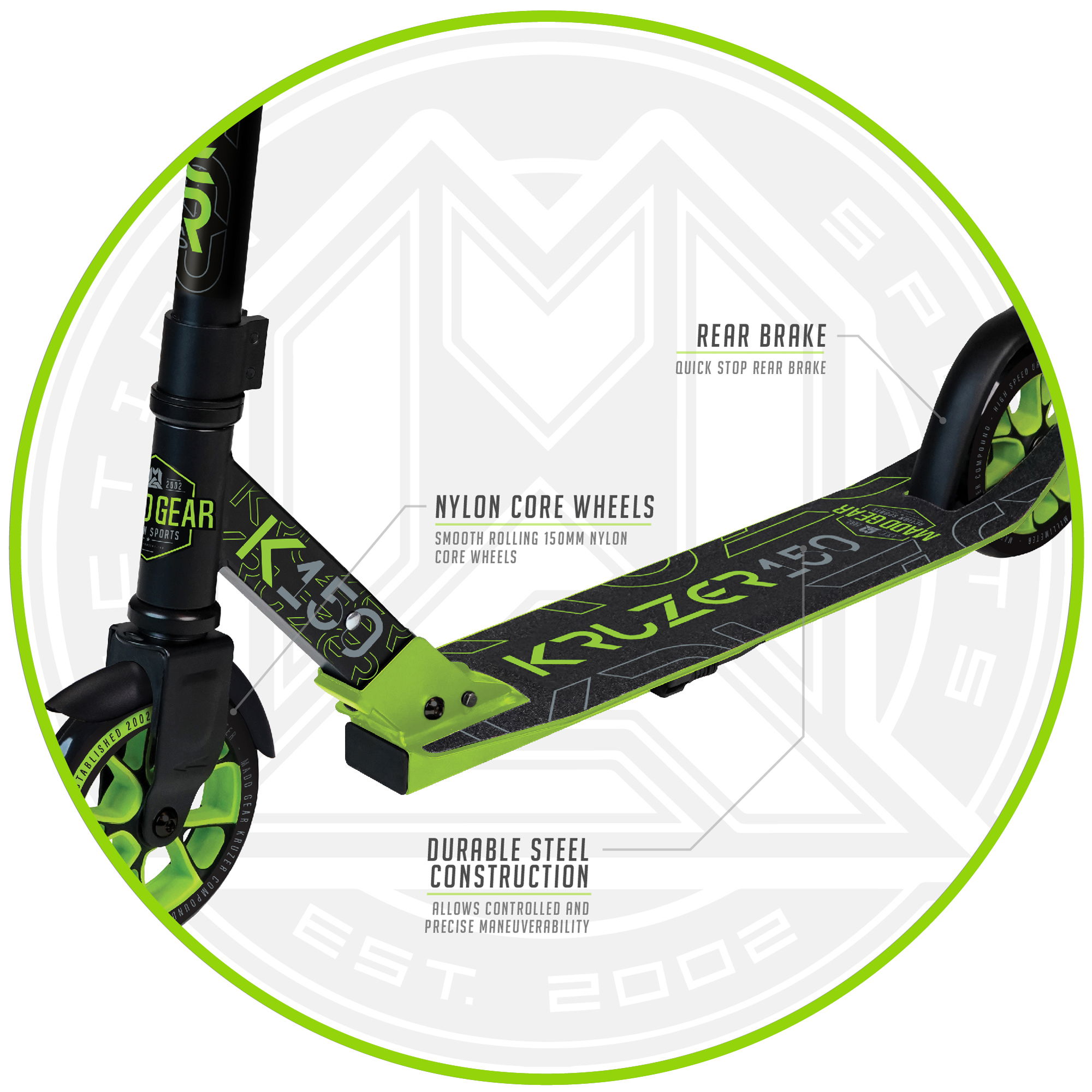 Madd Gear CARVE Kruzer 150 - Black Lime - Asset 2 - MGP207-576