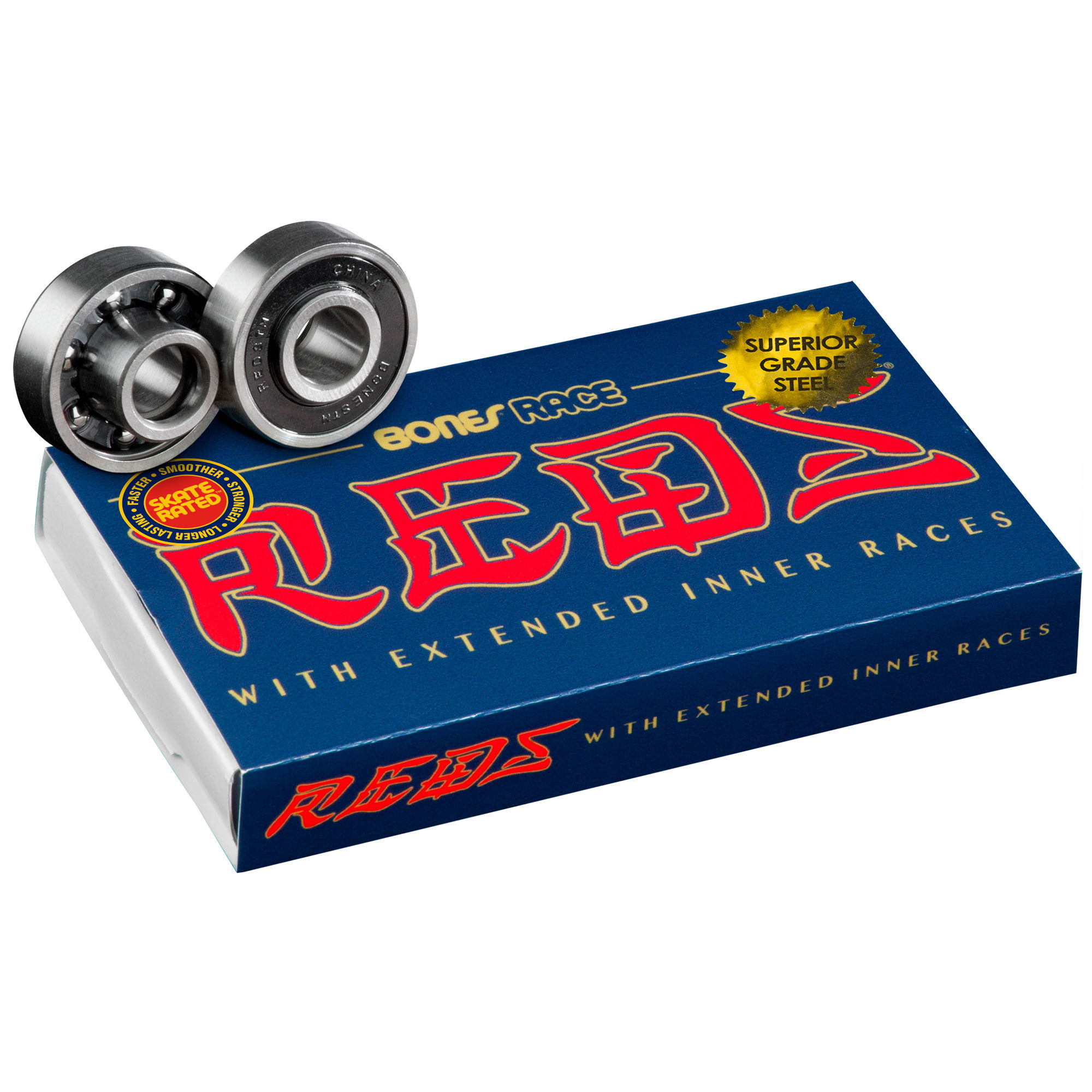 BONES RACE REDS BEARINGS - POP 10 - 8mm 8 PACK