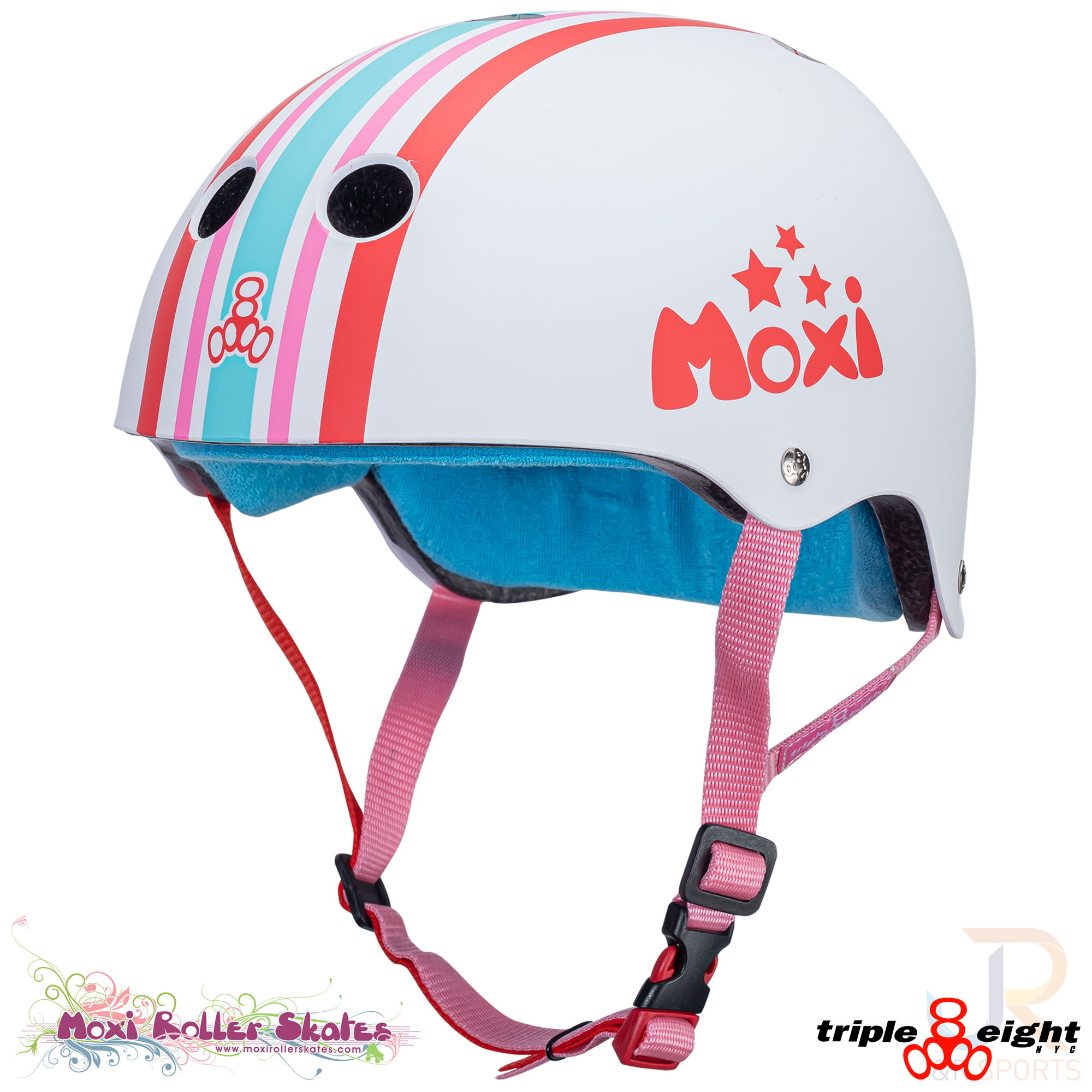 Triple 8 Cert Sweatsaver Helmet - Moxi Stripey - Angled - T83657