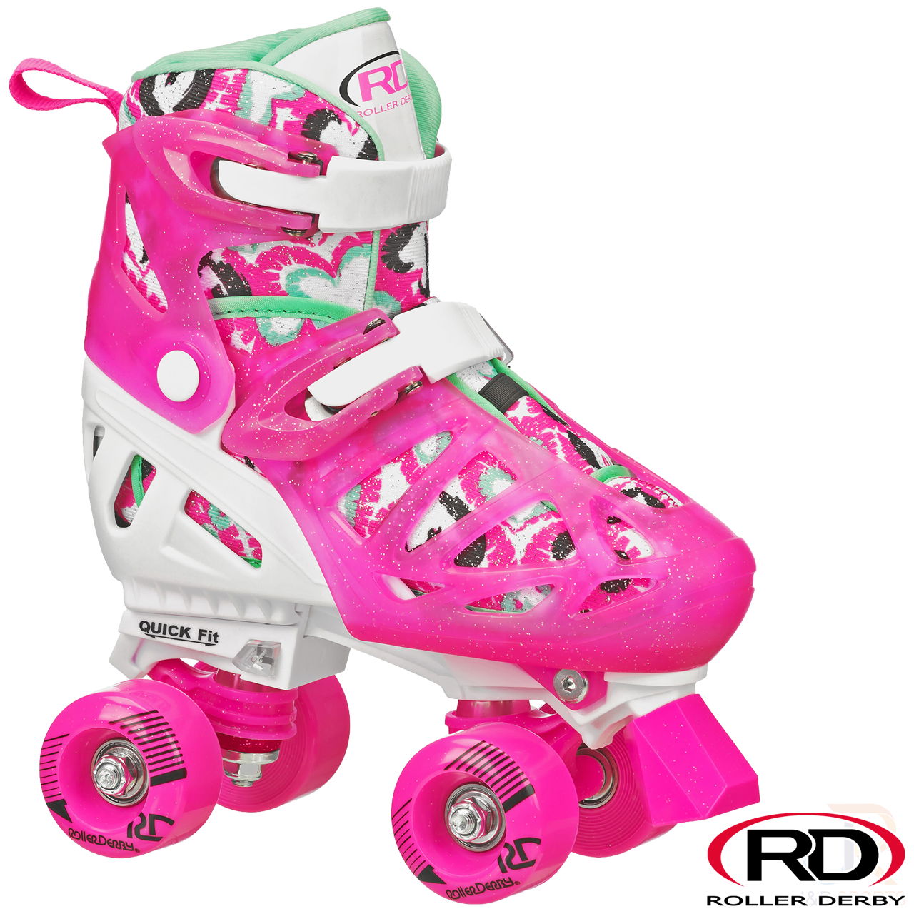 Roller Derby Trac Star V2 - Pink White - Angled - RD1972