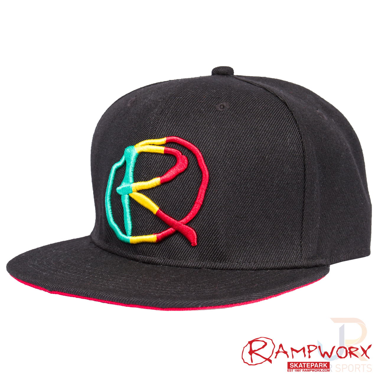 Rampworx SnapBacks LE97_8 - Bk Rasta BK - Angled - RXSBRW46