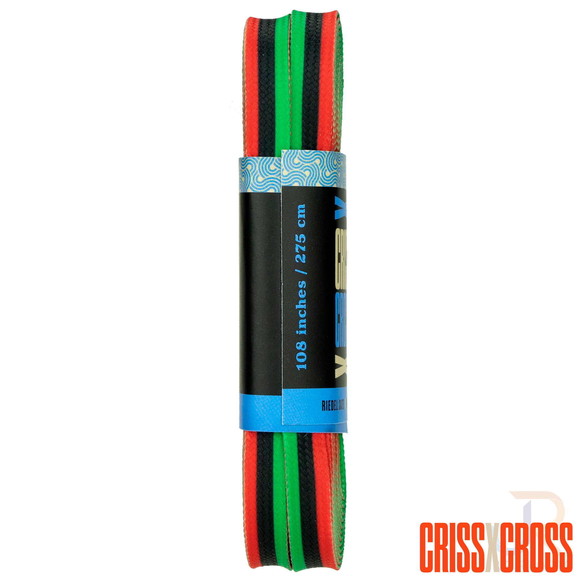 CRISS CROSS X DERBY LACES - TRIO - BLK/GRN/RED - 108"