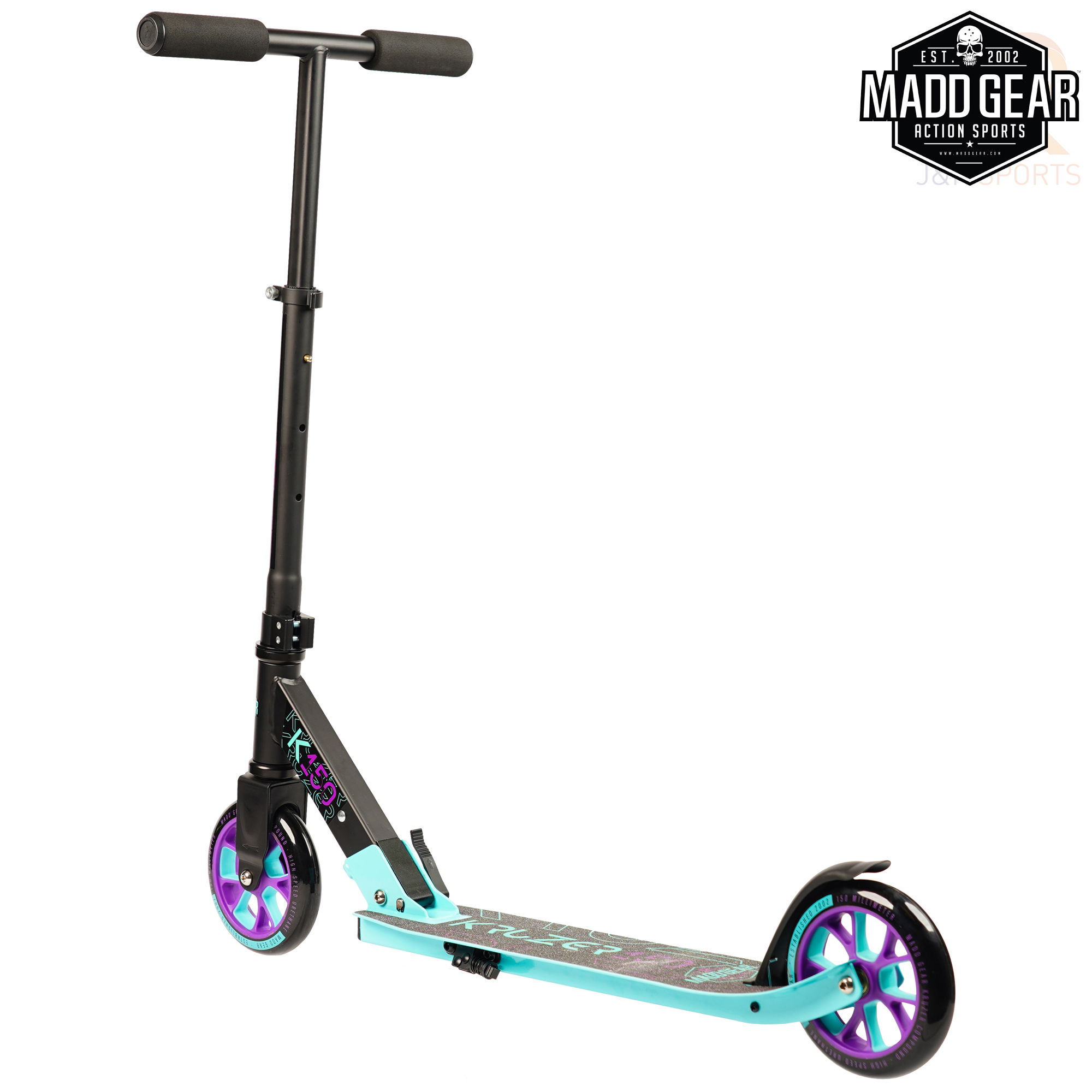 Madd Gear CARVE Kruzer 150 - Black Teal - Rear Angled-MGP207-577