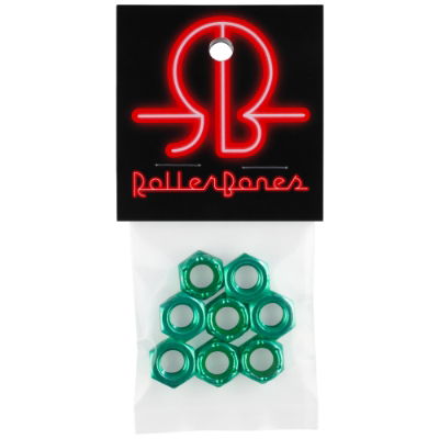 ROLLERBONES AXLE NUTS - 8mm - GREEN (Pack 8)
