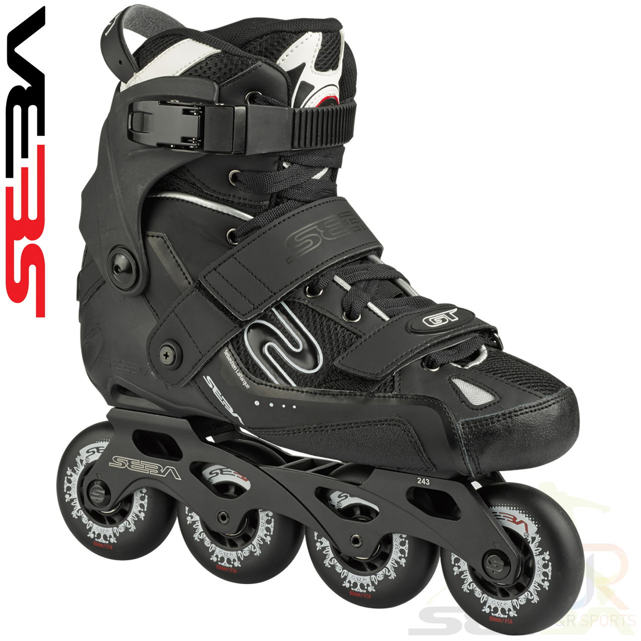 Seba GT 80 skates - Black Black - Angled View - SSK16-GT80