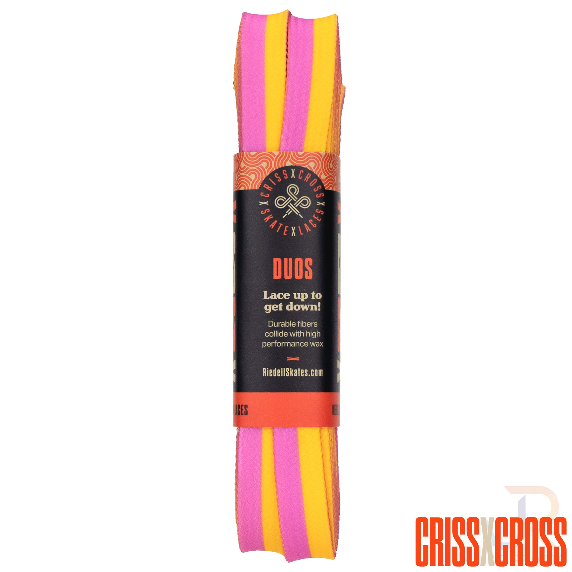 CRISS CROSS X DERBY LACES - DUO - PINK/YELLOW - 90"