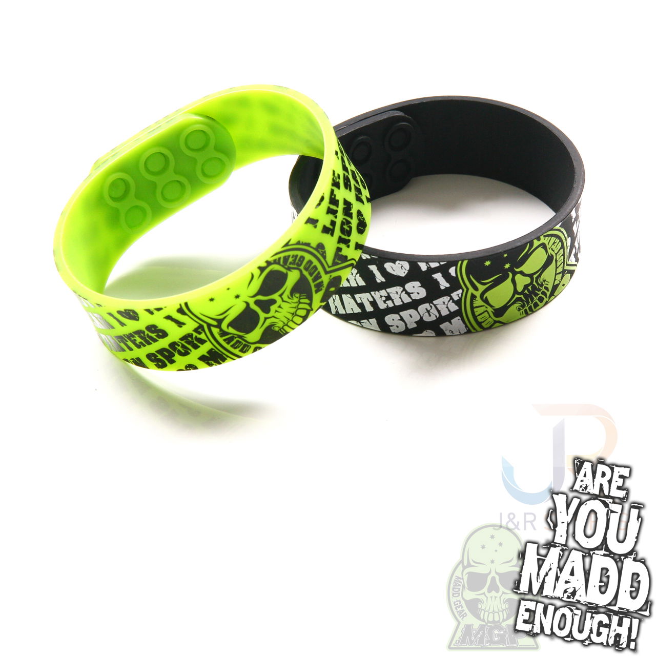 MADDGEAR Wristband Adjustable - Green & Black Closed