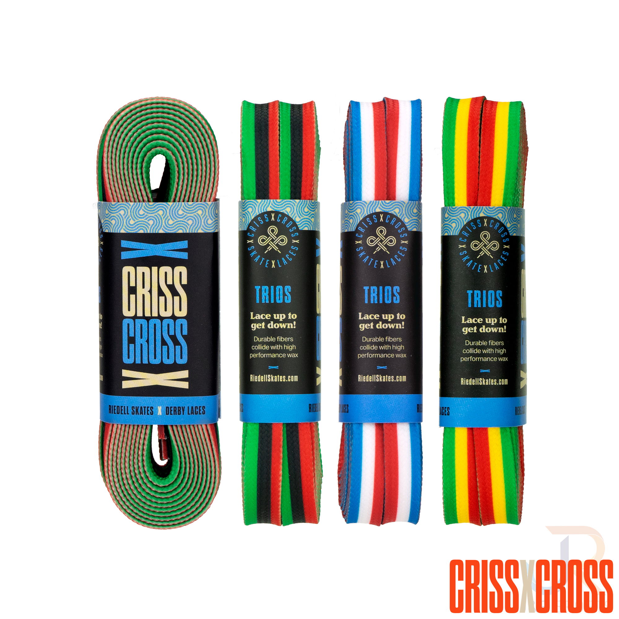 CRISS CROSS X DERBY LACES - TRIO - BLUE/RED/WHT - 90"