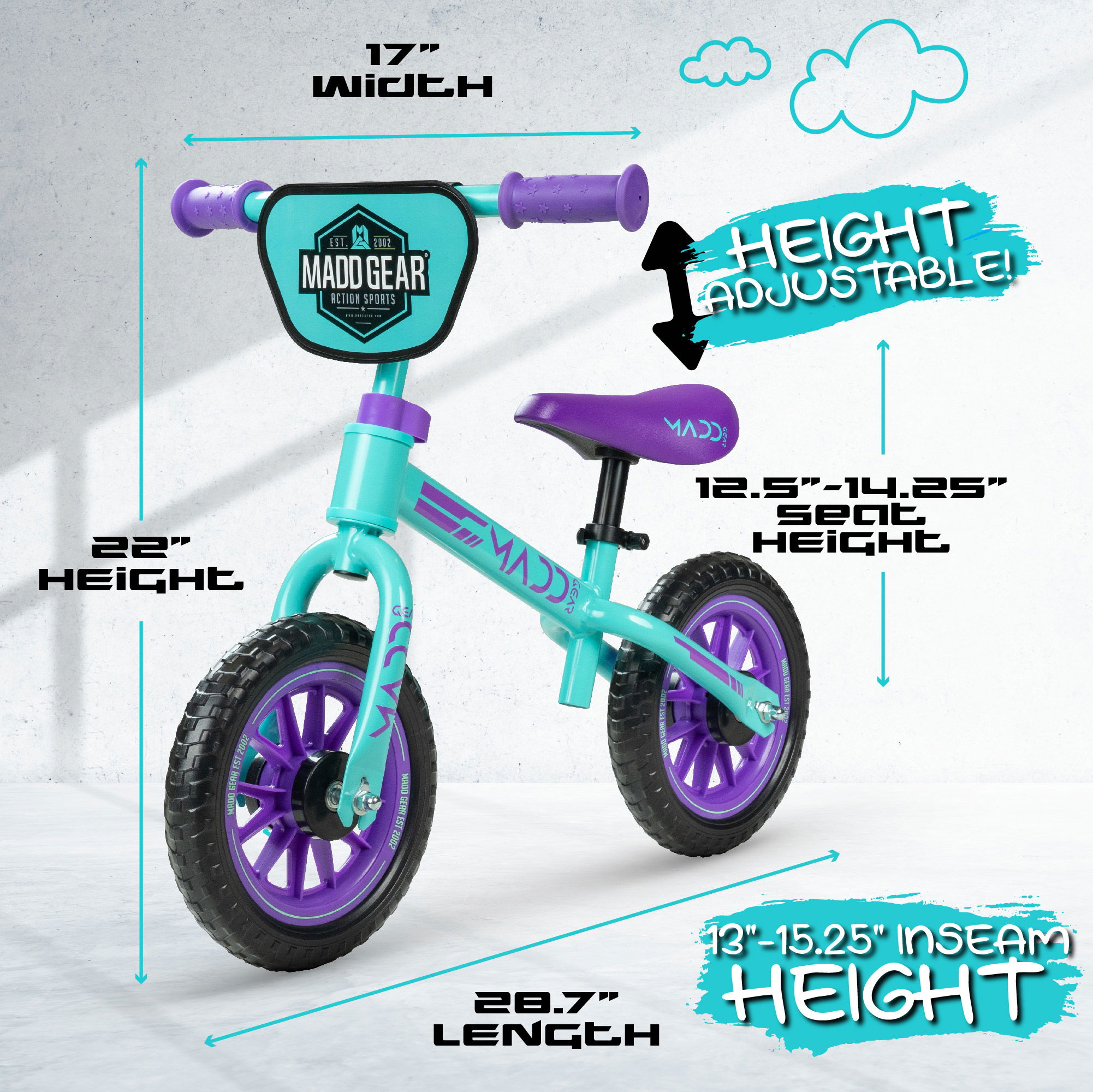 MADD MY 1st BMX BALANCE BIKE - TEAL / PURPLE