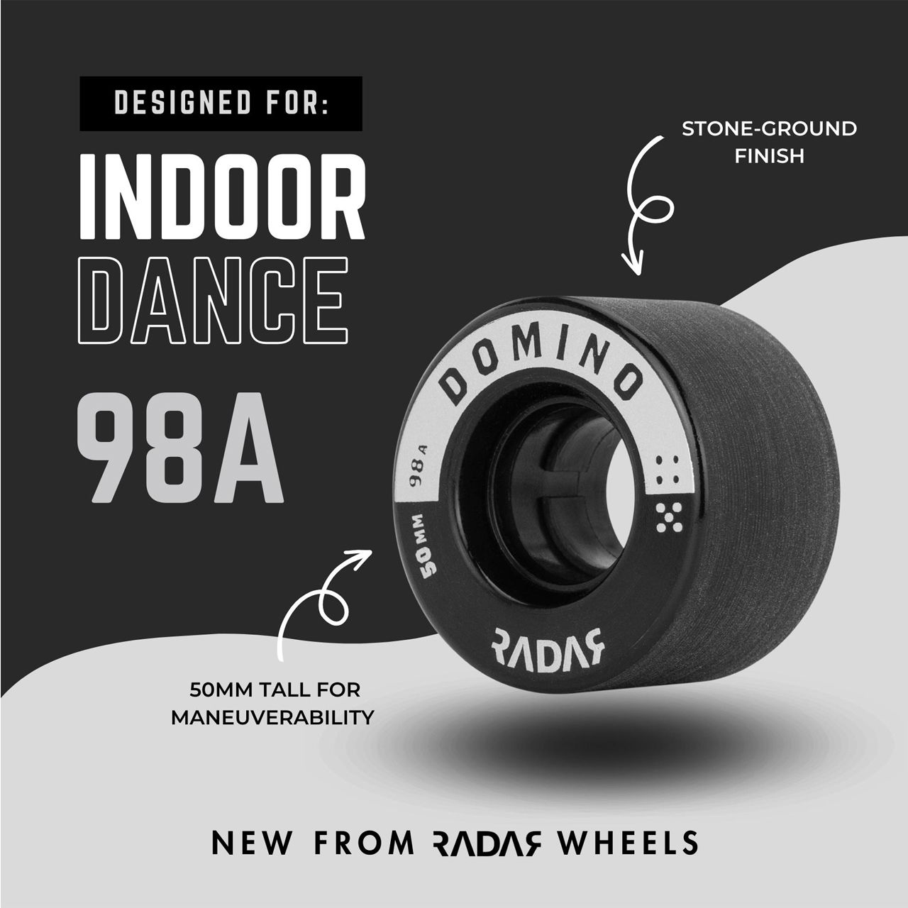 RADAR WHEELS (4) - DOMINO- BLACK/SILVER - 50 x 31mm/98A