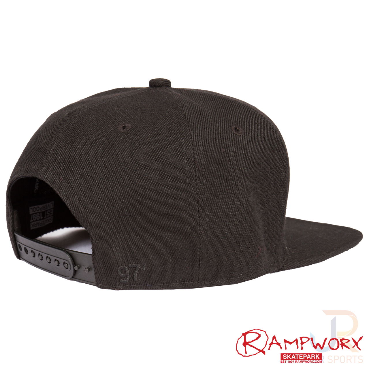 Rampworx SnapBacks LE97_7 - Bk Bk BK - Rear Angled - RXSBRW45