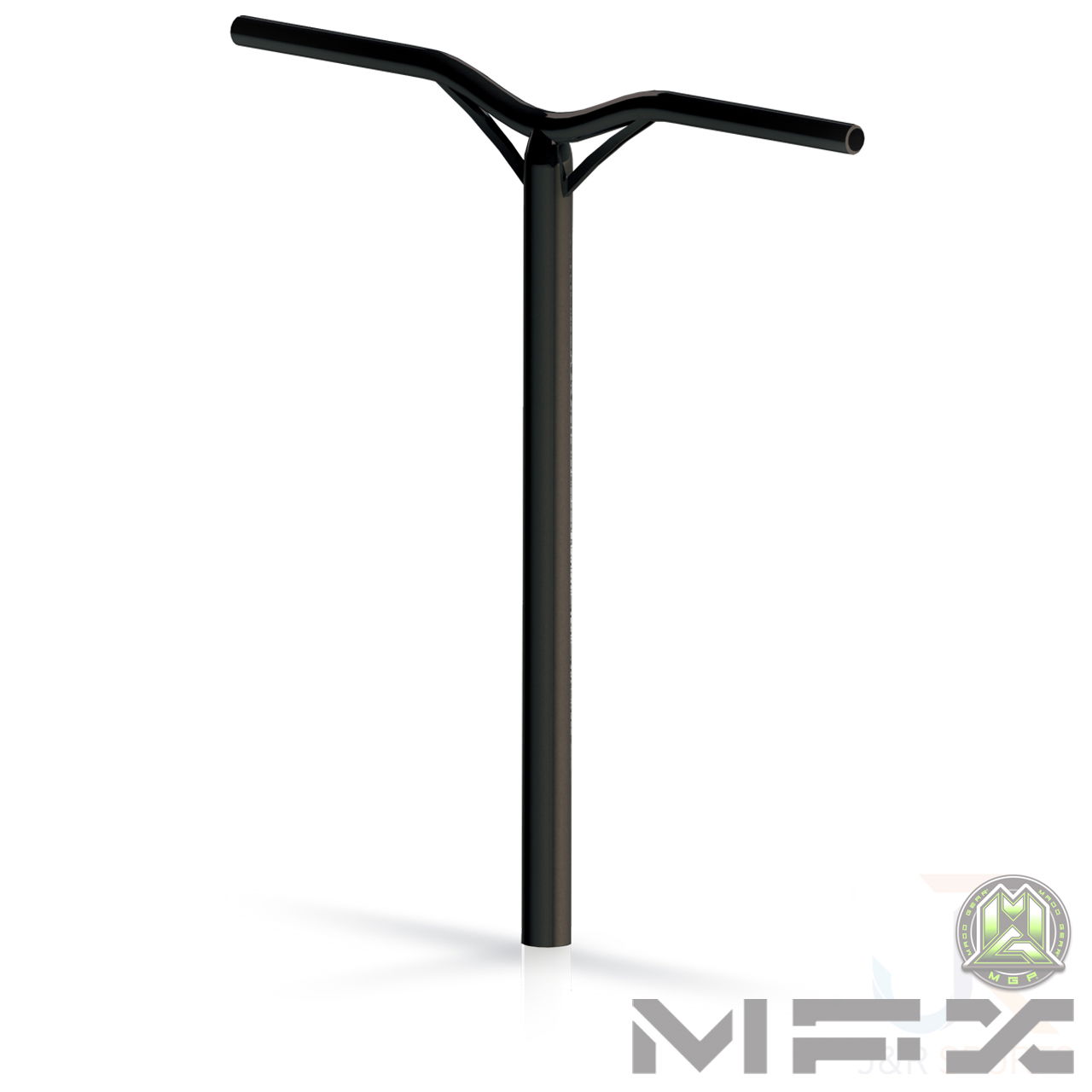 MFX Aero Aluminium Scooter Bars - Black Matt - Angled inc Shadow - 205-101