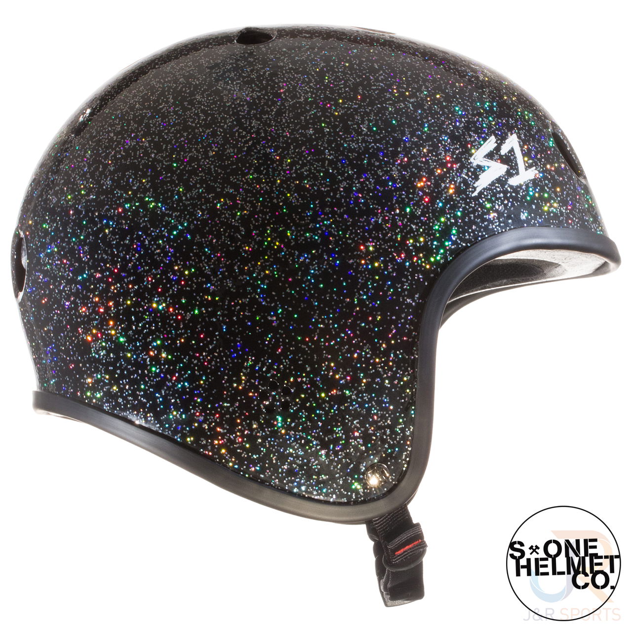 S1 RETRO Helmet - Black Glitter - Side View - SHRLIBGG