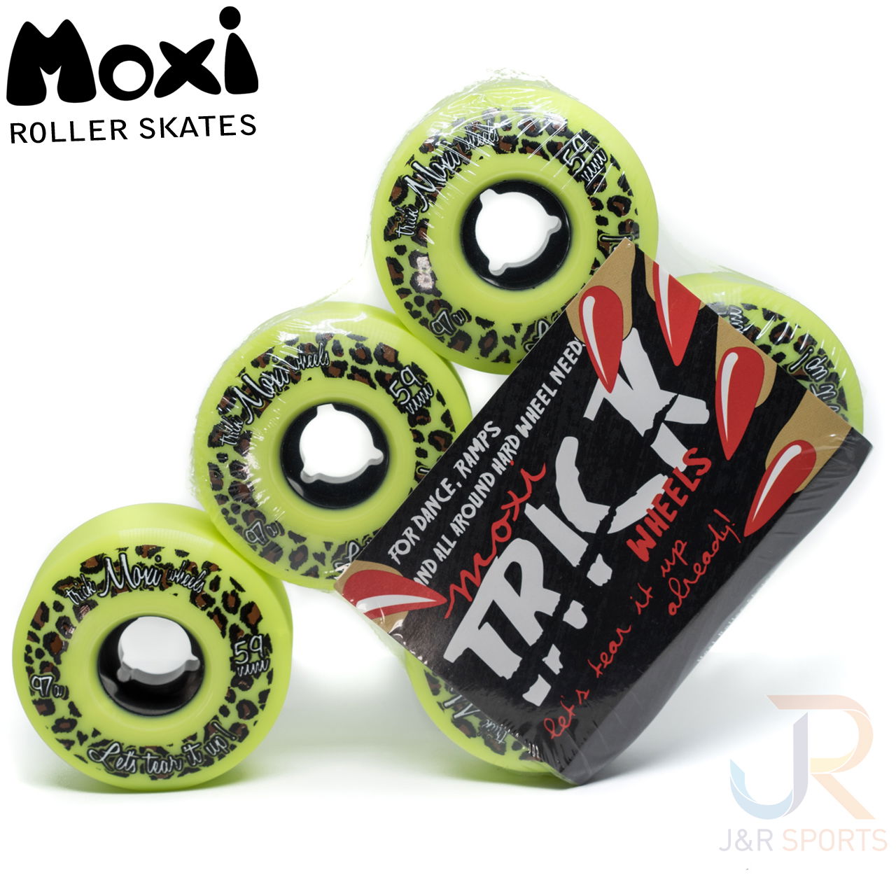 Moxi Roller Skate Trick Wheels - Lime - Packaged 2 - MOX123007