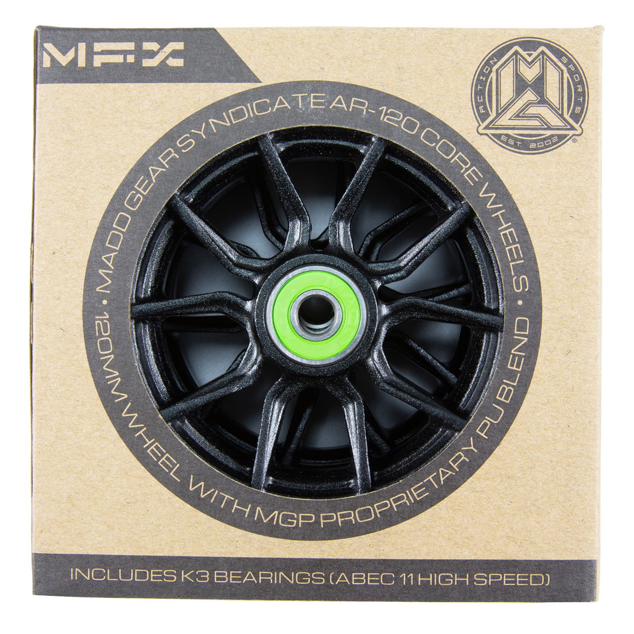 MFX SYNDICATE AR 120mm Wheels - Black Black - Boxed - MGP207-072