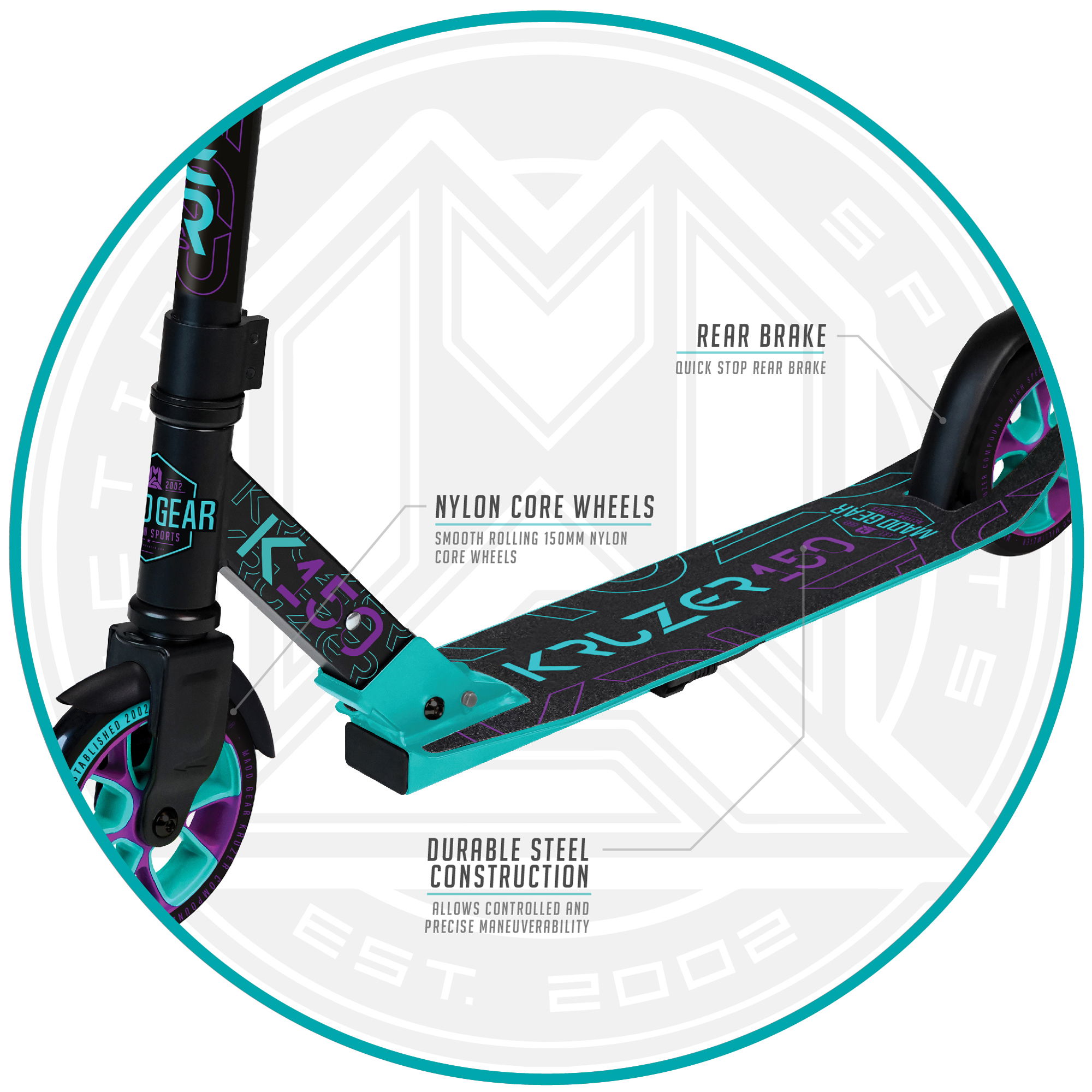 Madd Gear CARVE Kruzer 150 - Black Teal - Asset 2 - MGP207-577