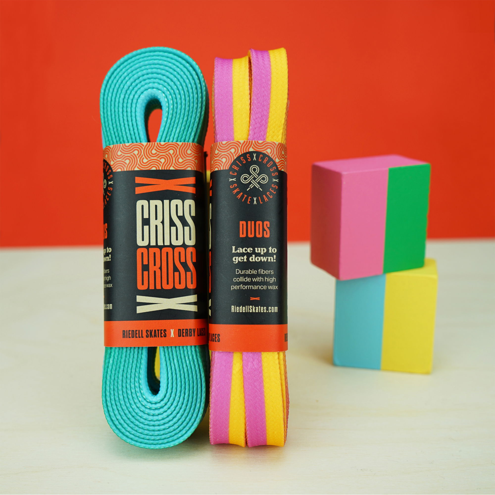 CRISS CROSS X DERBY LACES - DUO - PINK/YELLOW - 108"