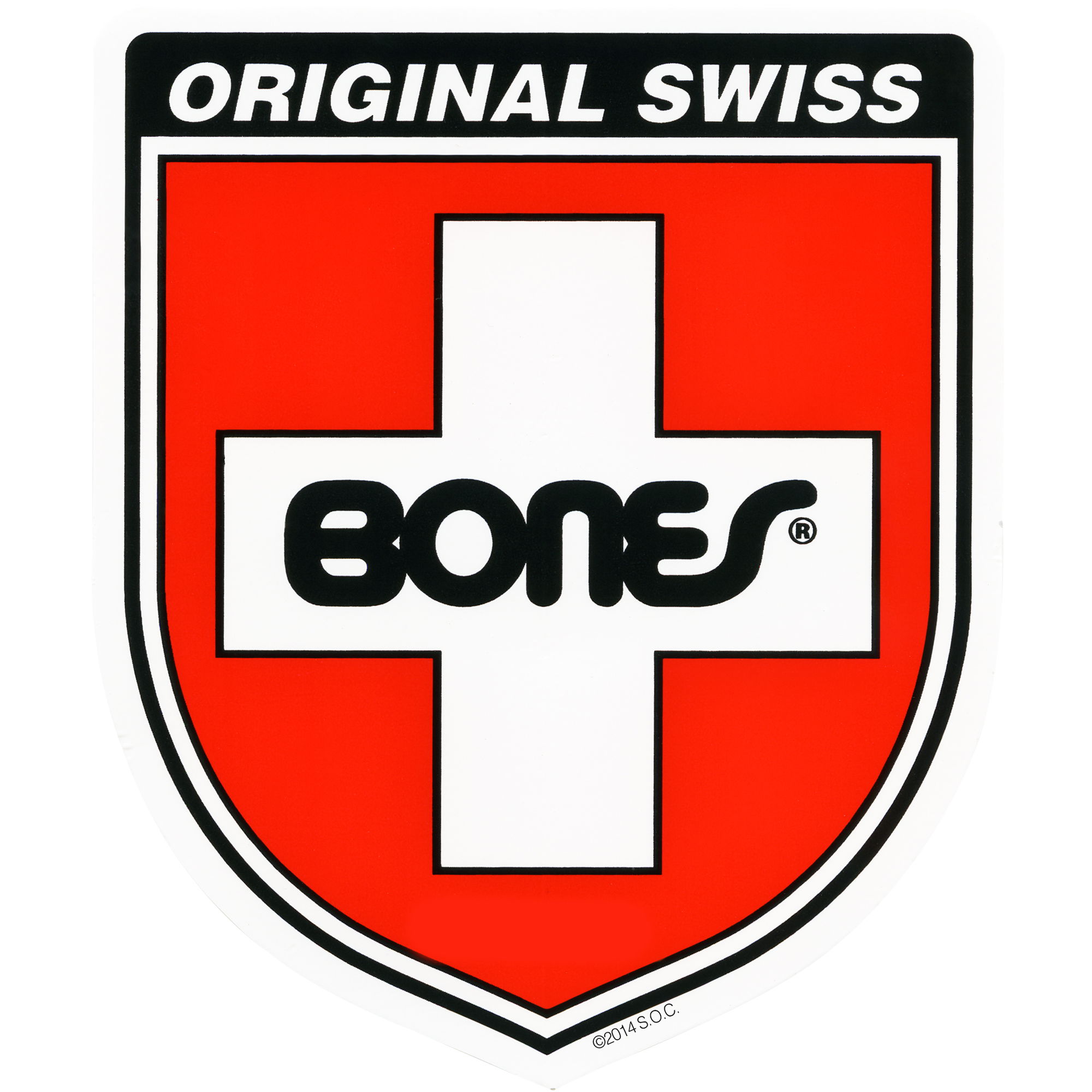 BONES SWISS SHIELD STICKER - MEDIUM - POP 20