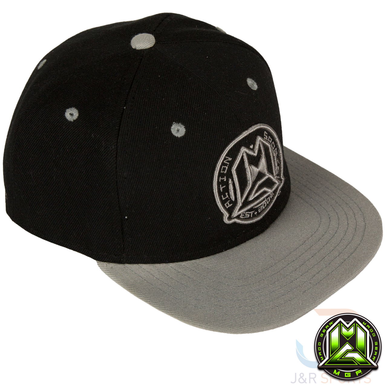 MGP SnapBacks - Black Black Grey - Angled - MGP205-163