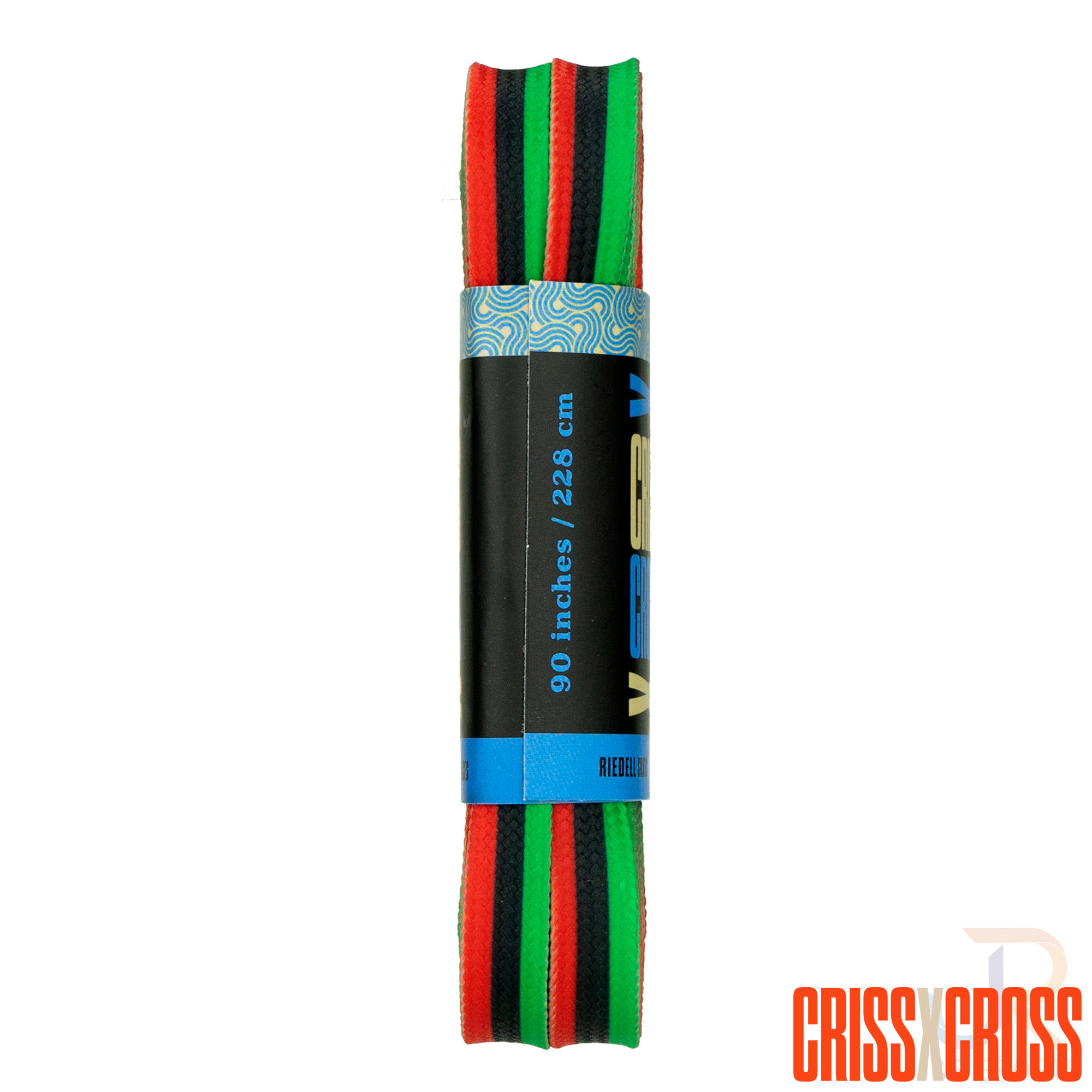 CRISS CROSS X DERBY LACES - TRIO - BLK/GRN/RED - 108"