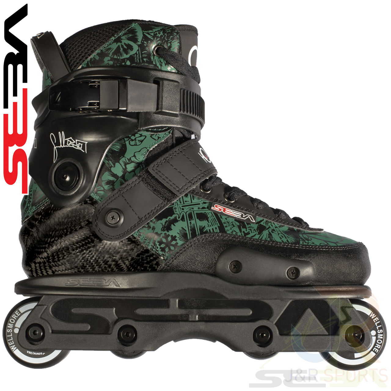 Seba CJ Aniversary Black Green Side View - SSK15-CJ-GN