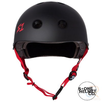 S1 LIFER Helmet - Matt Black inc Red Strap - Front - SHLIMBKR