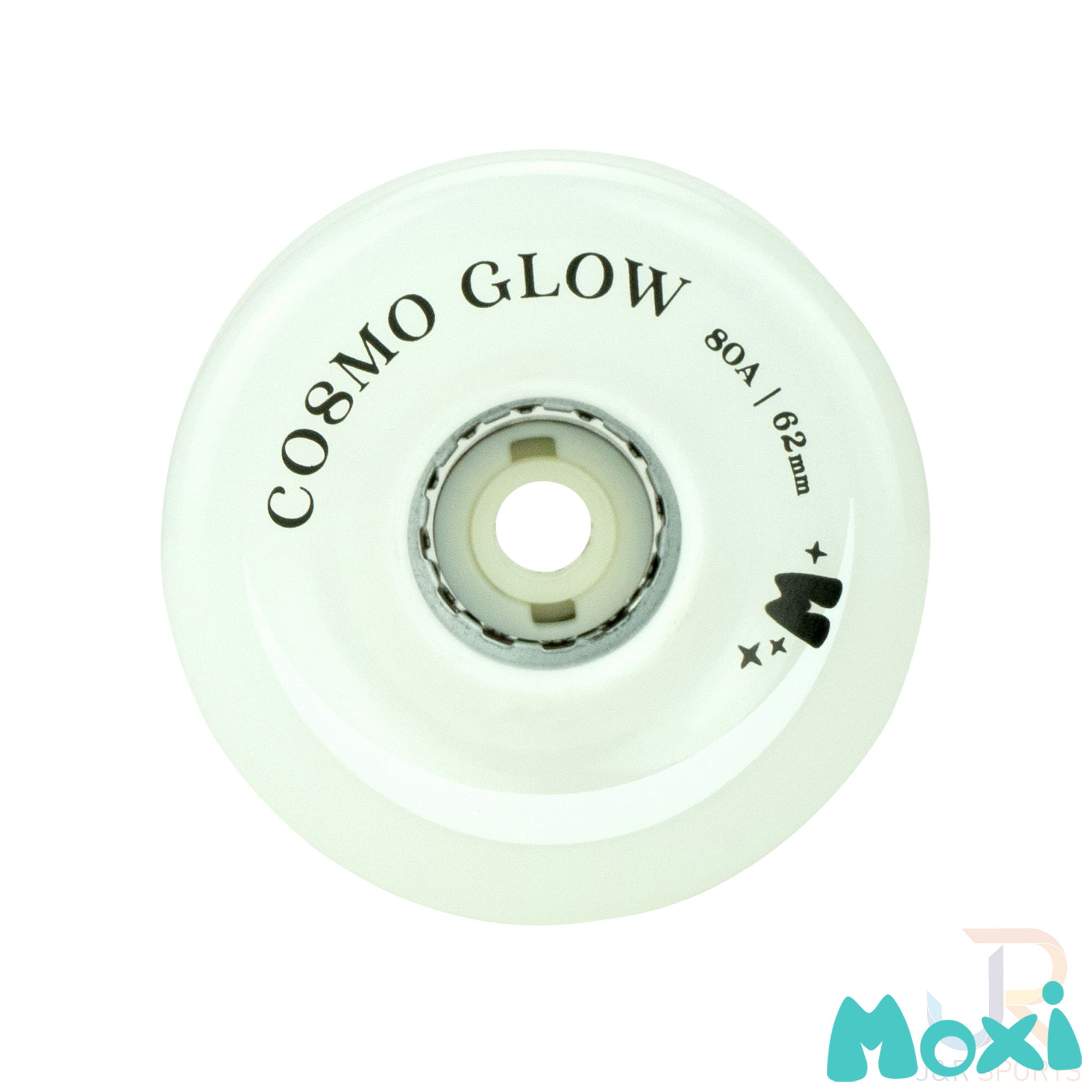 MOXI COSMO GLOW WHEELS (4) - WHITE RAIN GLOW - 62/32mm 80A