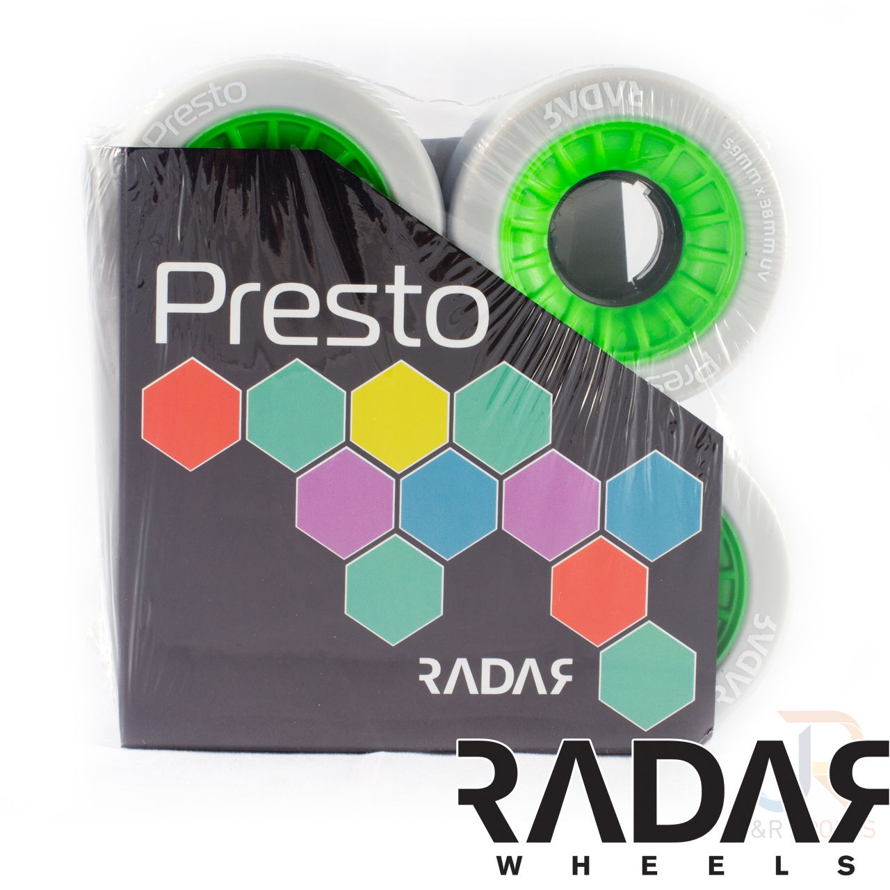 Radar Wheels Presto Highlighter Green 59 x 38mm 99a Packed