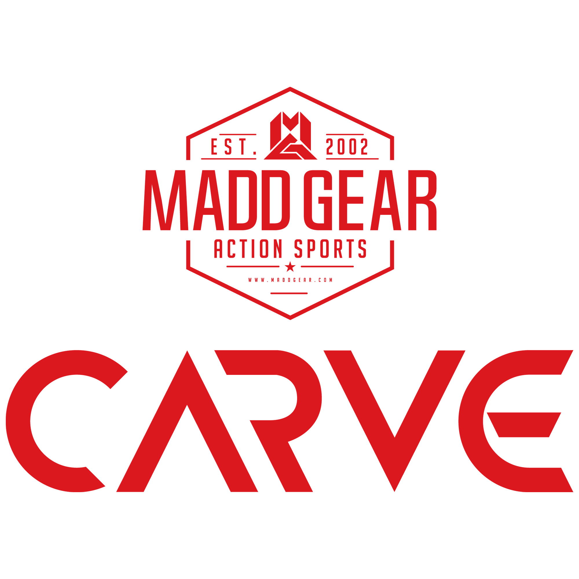 Madd Gear Logo and Carve Text Logo Red