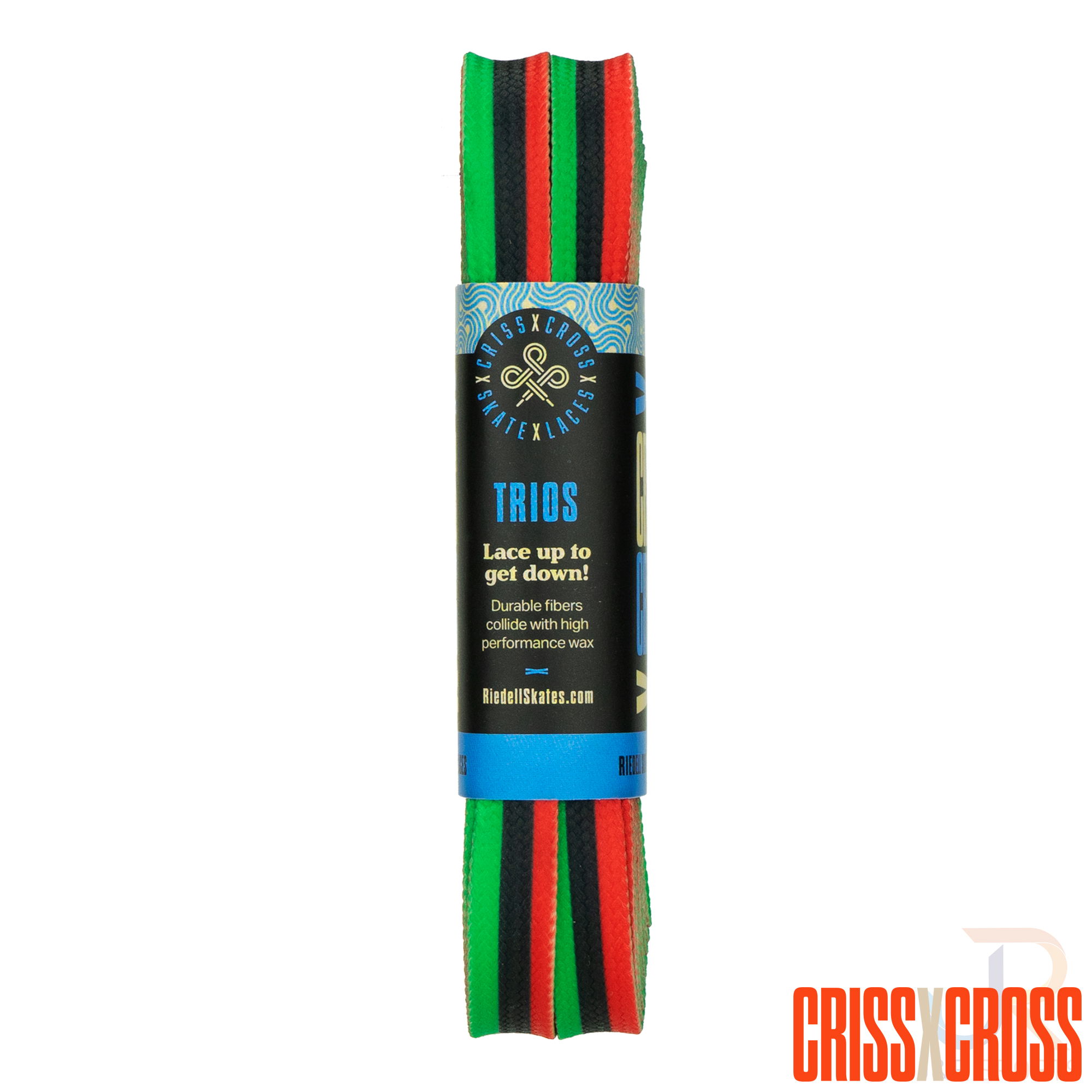 CRISS CROSS X DERBY LACES - TRIO - BLK/GRN/RED - 90"