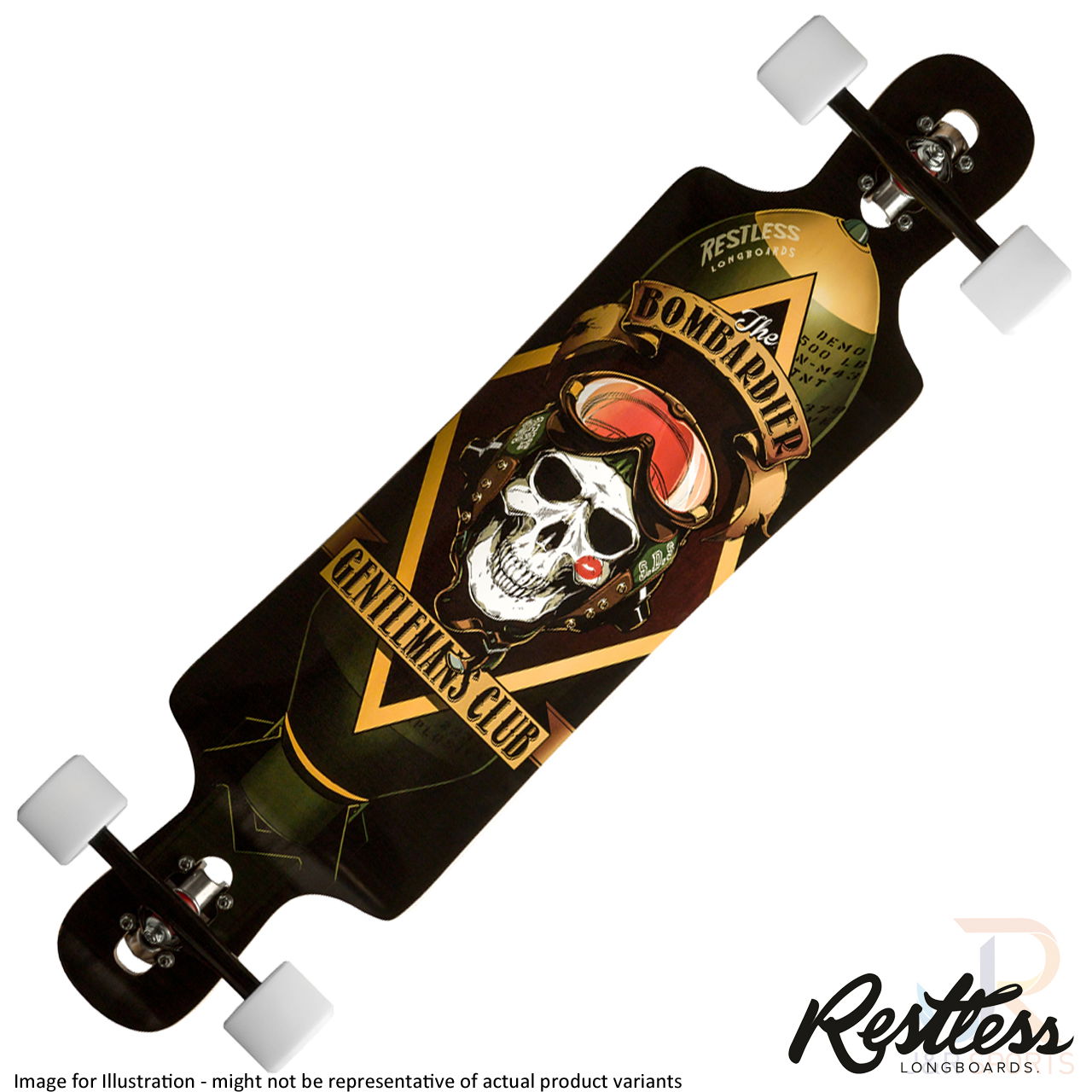 Restless B52 Angled - Paris Black Raw - Grindhouse 70mm White