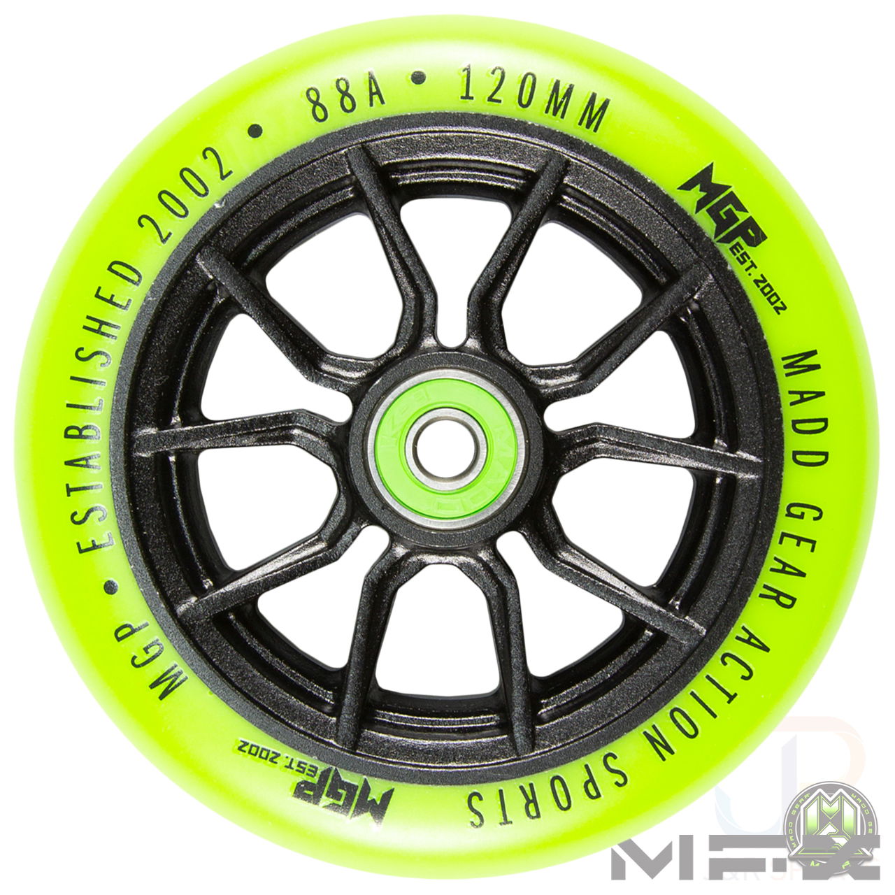 MFX SYNDICATE AR 120mm Wheels - Black Lime - Face - MGP207-075