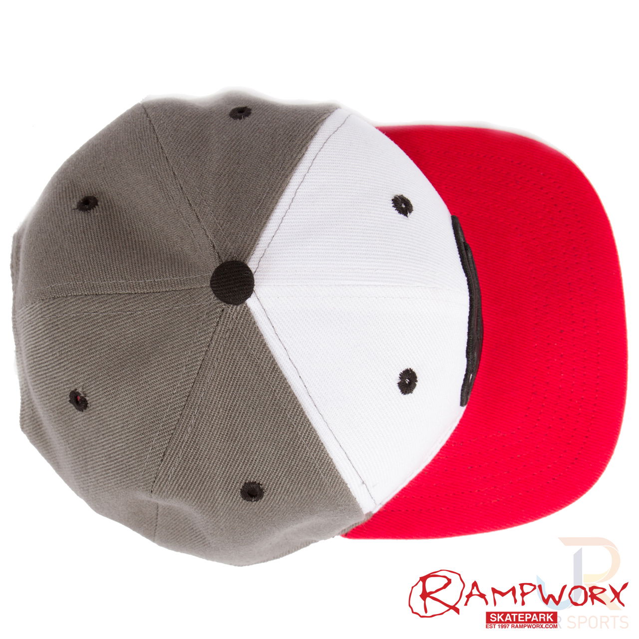 Rampworx SnapBacks LE97_10 - Grey White Red - Top - RXSBRW43