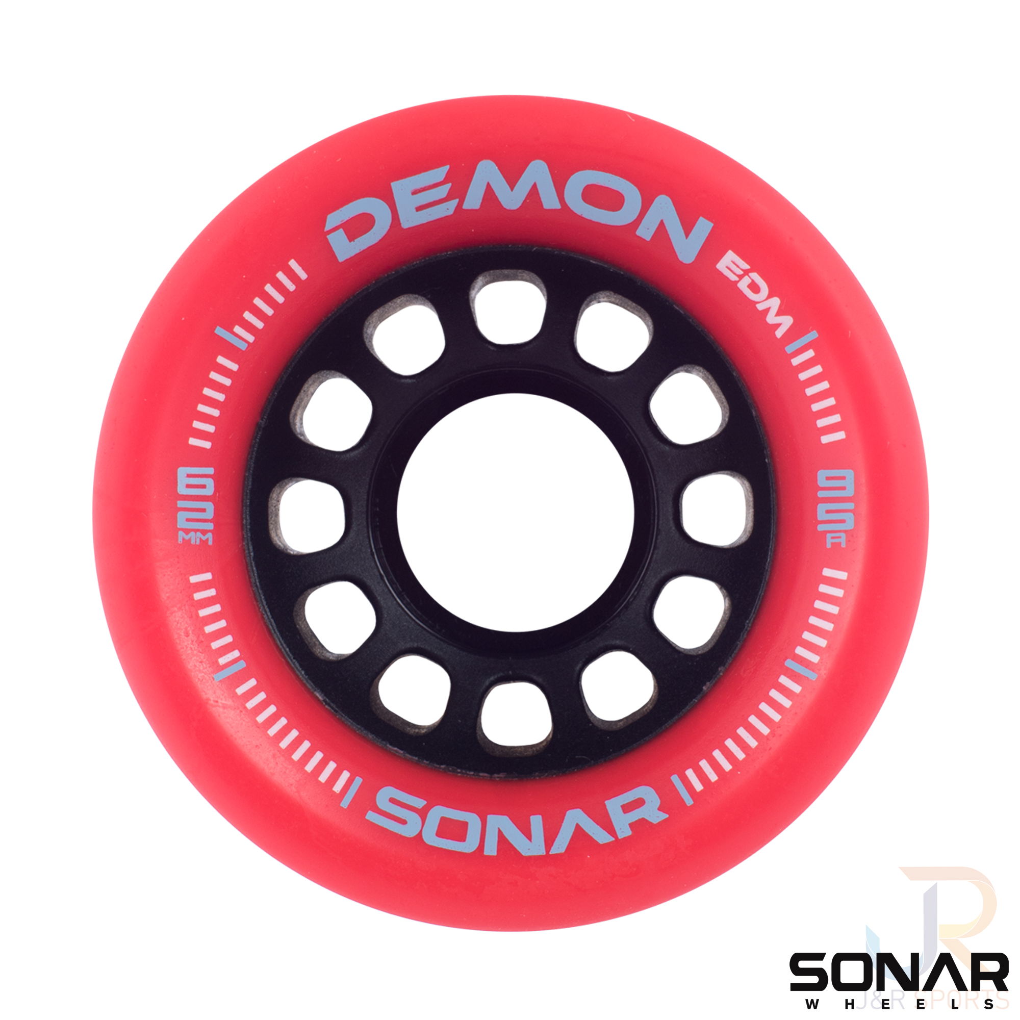 SONAR WHEELS (4) DEMON EDM - RED 62mm/95a