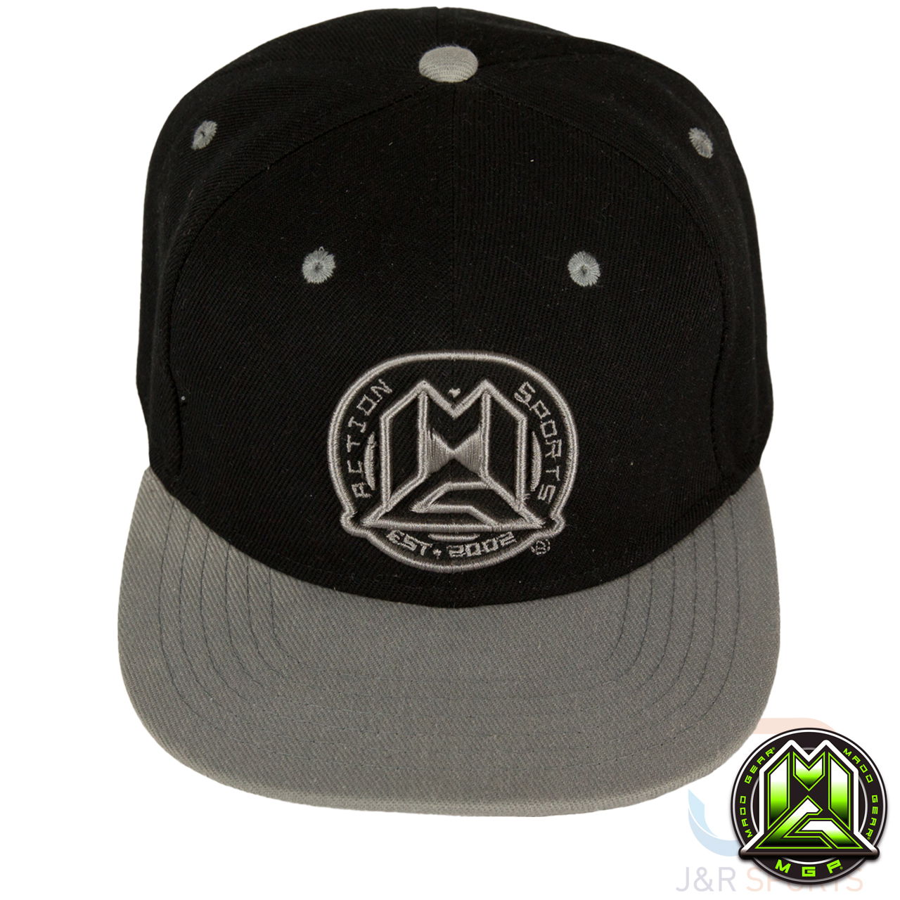 MGP SnapBacks - Black Black Grey - Front - MGP205-163