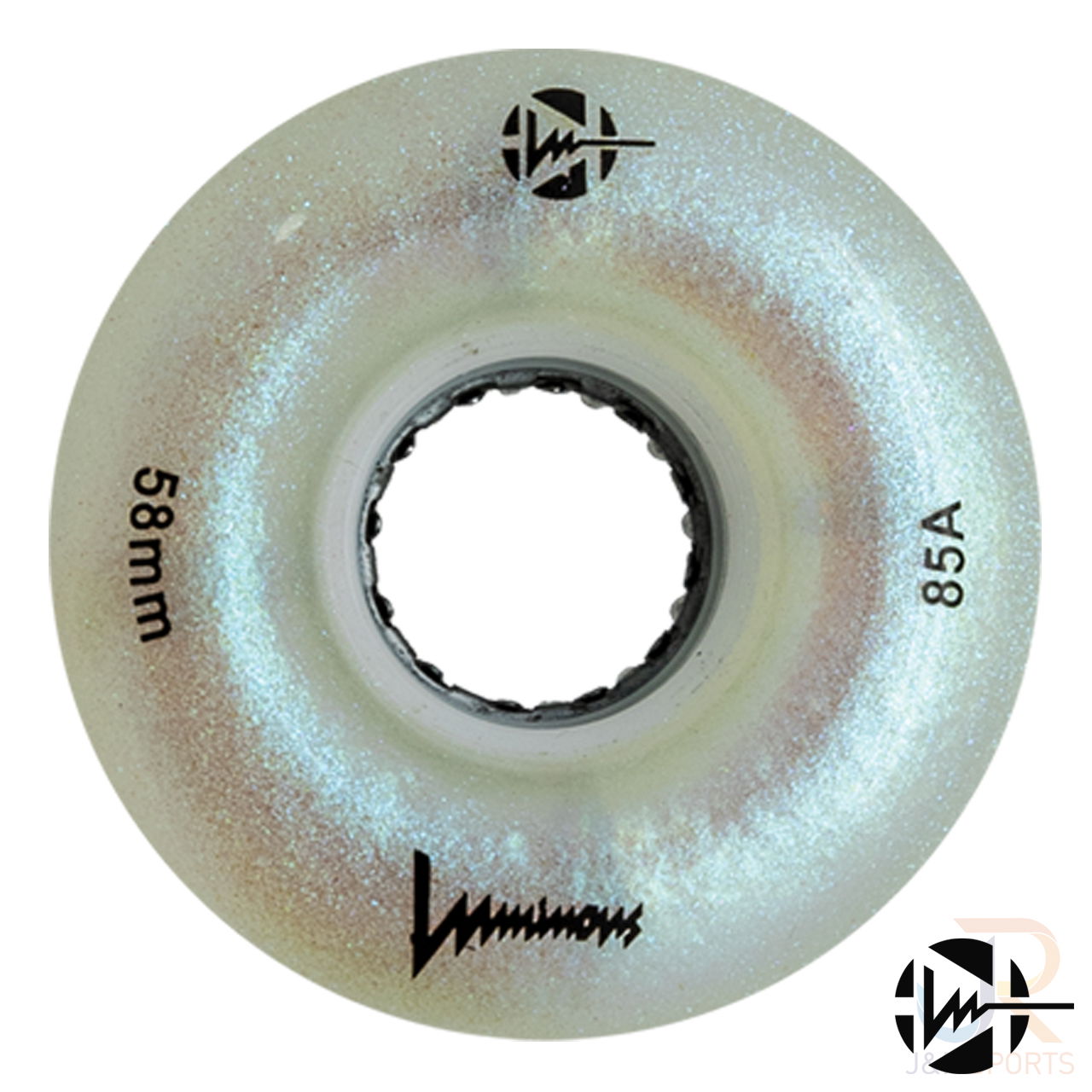 Luminous Quad Wheels - White Glitter 58 85 - Face - LUWLQLUGL