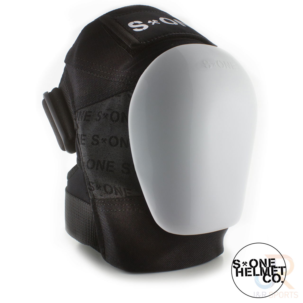 S1 Gen 3 PRO Knee Pads - Black White - Angled - SHKP3BKWH