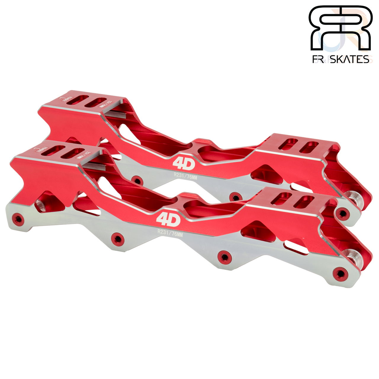 FR Skates - 4D Rockered Frame - Red Silver - 231mm Pair