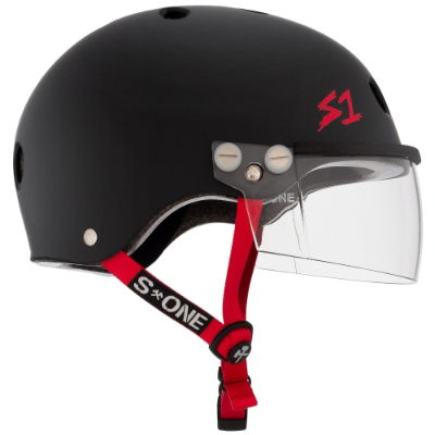 S1 Lifer Helmets inc Visor - Black Matt inc Red Strap