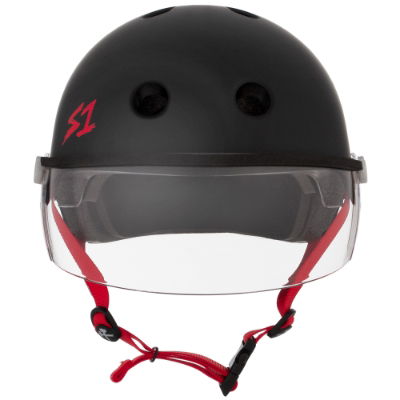 S1 Lifer Helmets inc Visor - Black Matt inc Red Strap